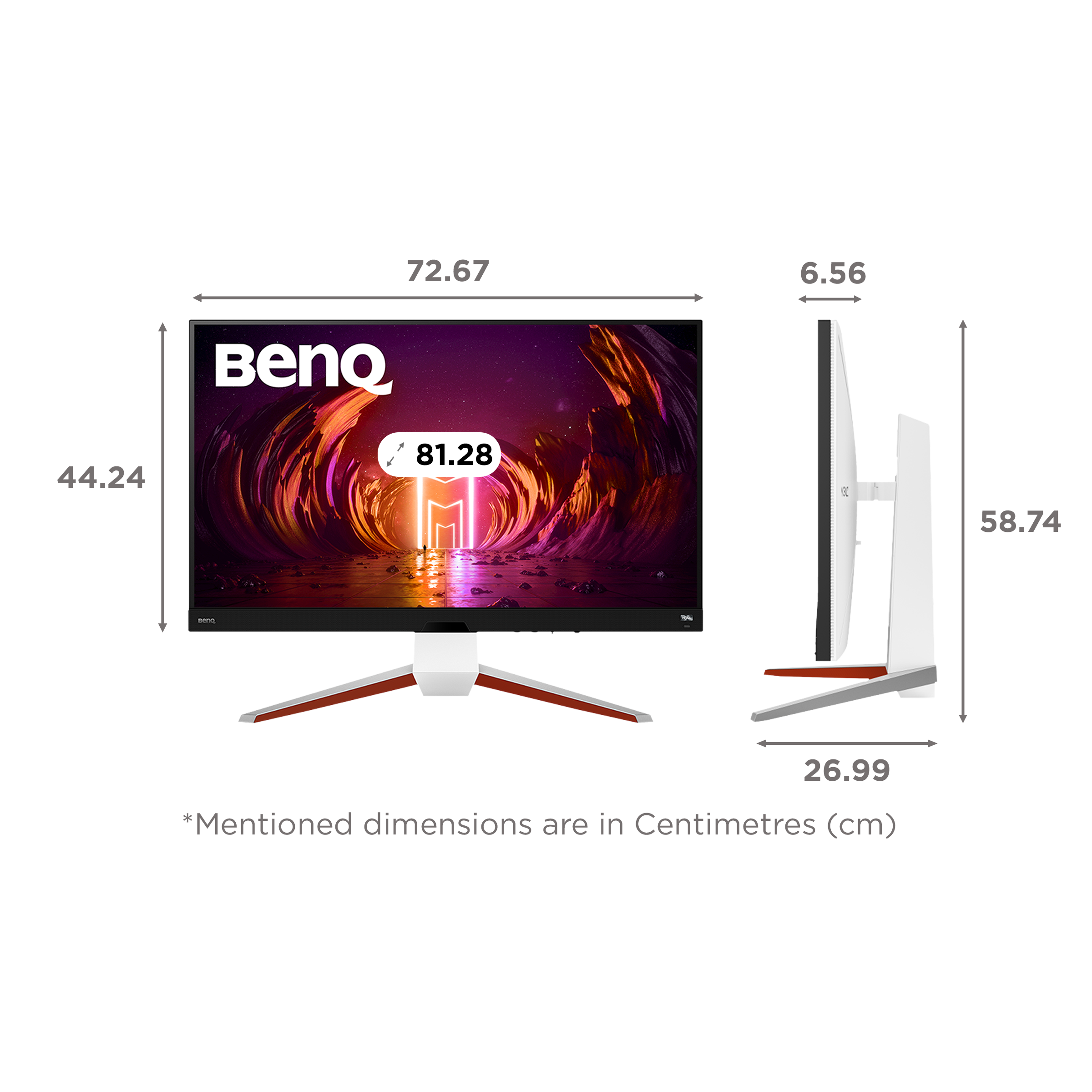 BenQ MOBIUZ 81.28 cm (32 inch) Ultra HD 4K IPS Panel LCD Bezel-Less Height Adjustable Gaming Monitor with Flicker-Free Technology_2