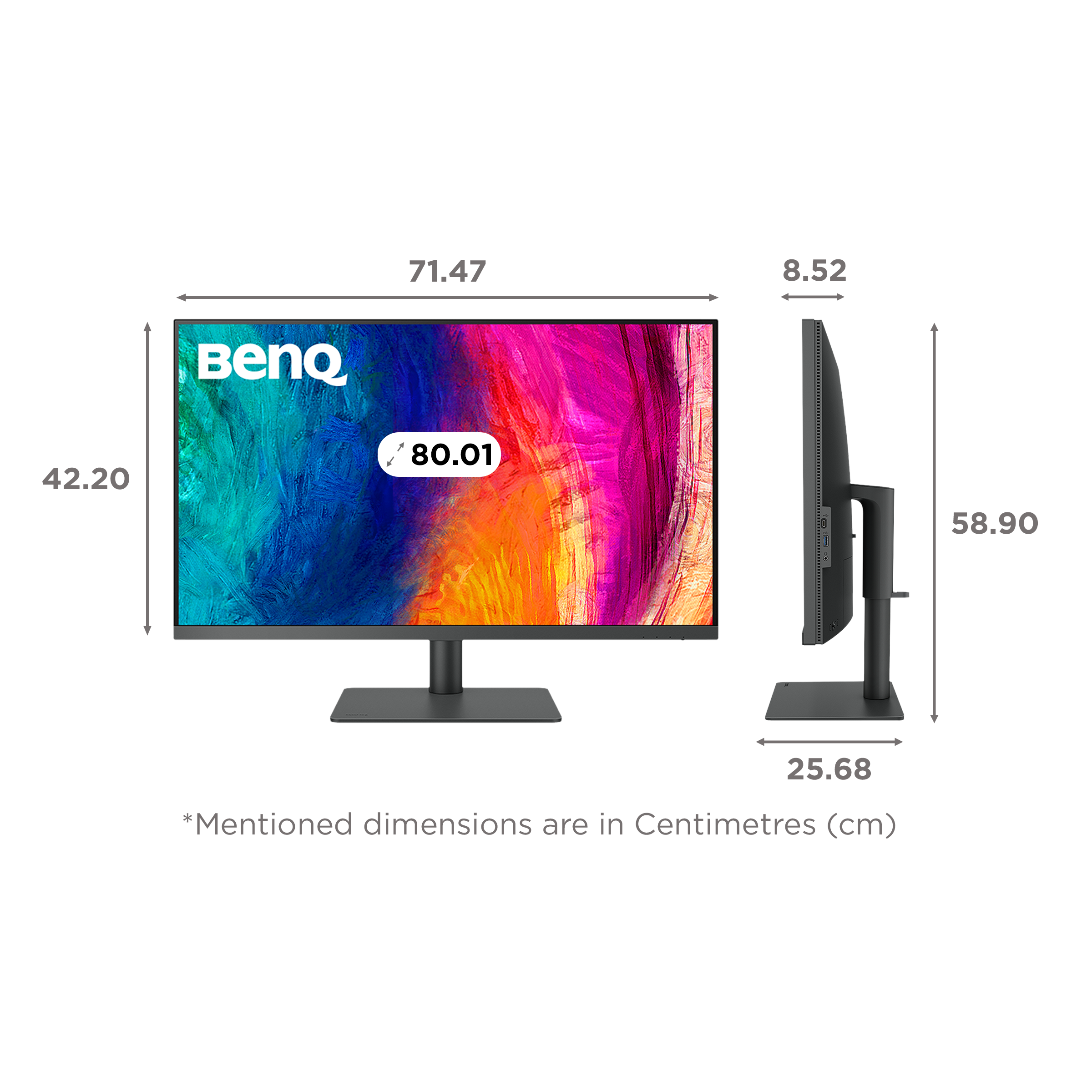 BenQ 80.01 cm (31.5 inch) Ultra HD 4K IPS Panel LCD Height Adjustable Monitor with Flicker-Free Technology_2