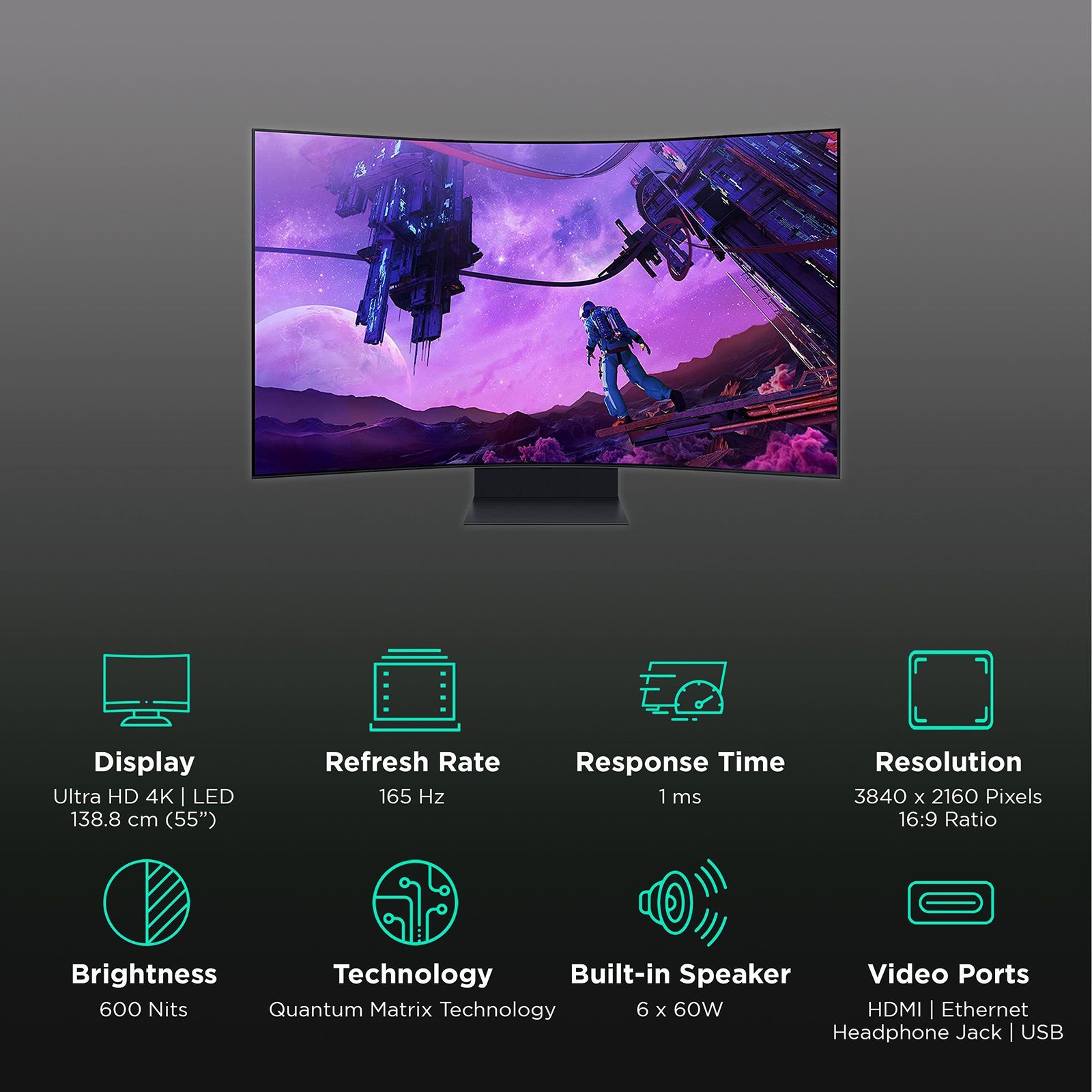 SAMSUNG Odyssey Ark 138.8 cm (55 inch) Ultra HD 4K VA Panel Mini-LED Curved Height Adjustable Gaming Monitor with Quantum Matrix Technology SAMSUNG Odyssey Ark 138.8 cm (55 inch) Ultra HD 4K VA Panel Mini-LED Curved Height Adjustable Gaming Monitor with Quantum Matrix Technology_3