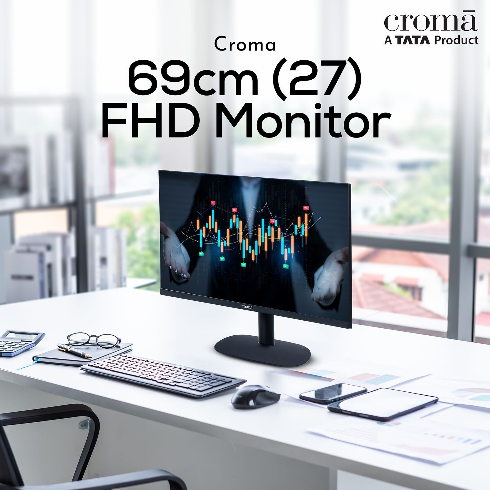 Croma 69 cm (27 inch) Full HD Flat Panel Thin Bezel Monitor with Built-In Speakers_11