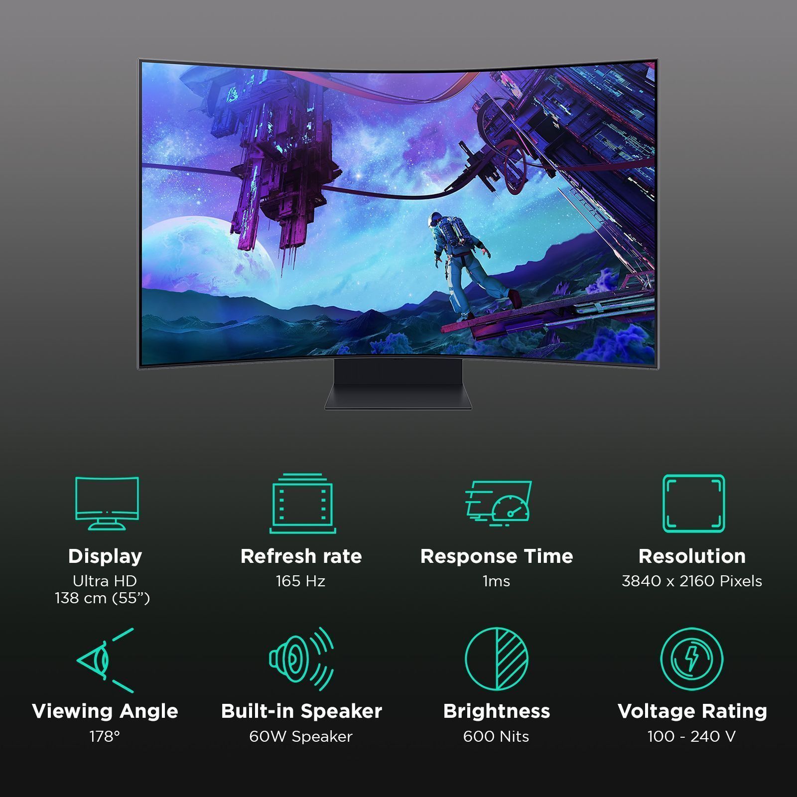 SAMSUNG Odyssey Ark 2 139.7 cm (55 inch) 4K Ultra HD OLED Curved Gaming Monitor with Eye Saver Mode SAMSUNG Odyssey Ark 2 139.7 cm (55 inch) 4K Ultra HD OLED Curved Gaming Monitor with Eye Saver Mode_3