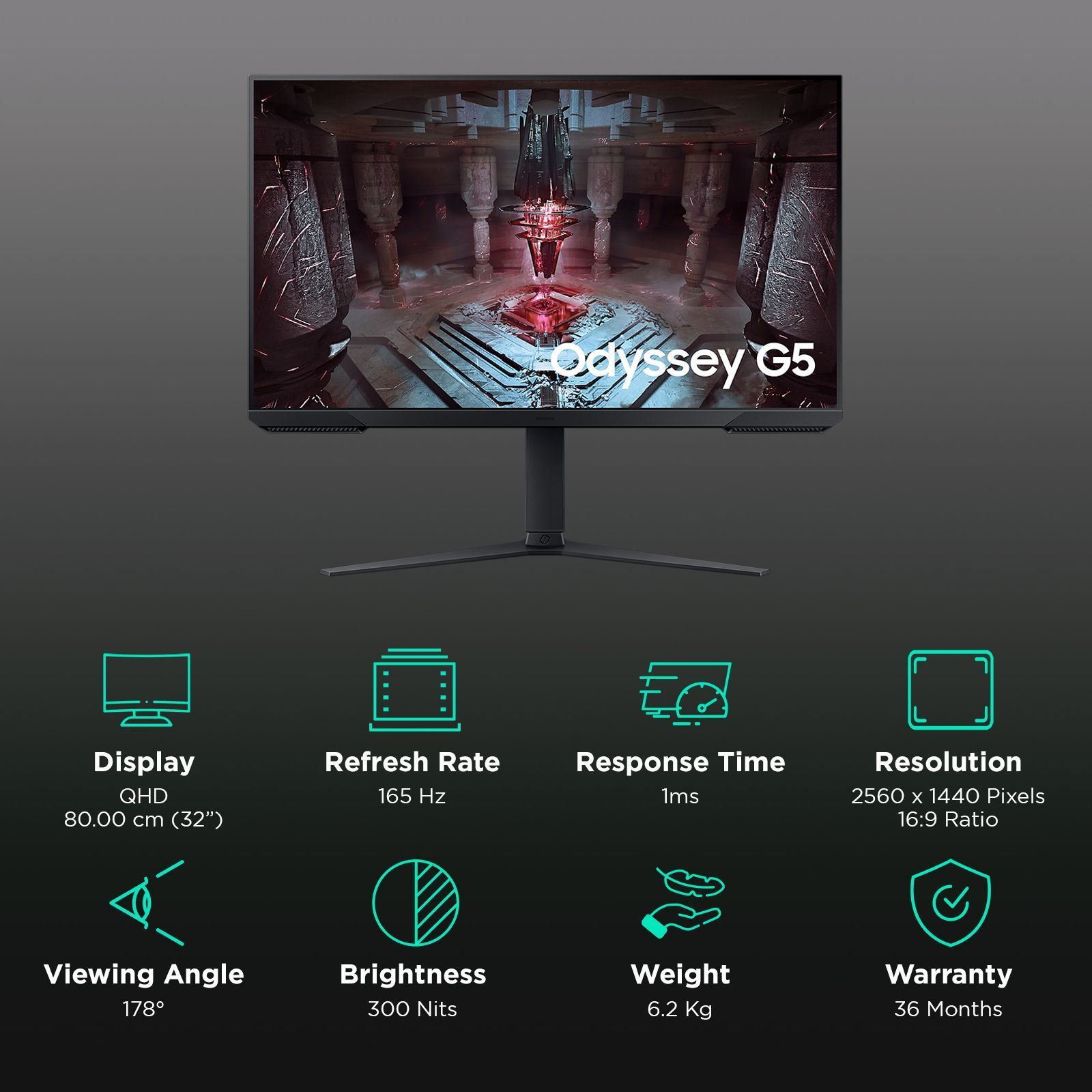 SAMSUNG Odyssey G5 81.28 cm (32inch) QHD VA Panel Height Adjustable Gaming Monitor with AMD FreeSync Premium SAMSUNG Odyssey G5 81.28 cm (32inch) QHD VA Panel Height Adjustable Gaming Monitor with AMD FreeSync Premium_3