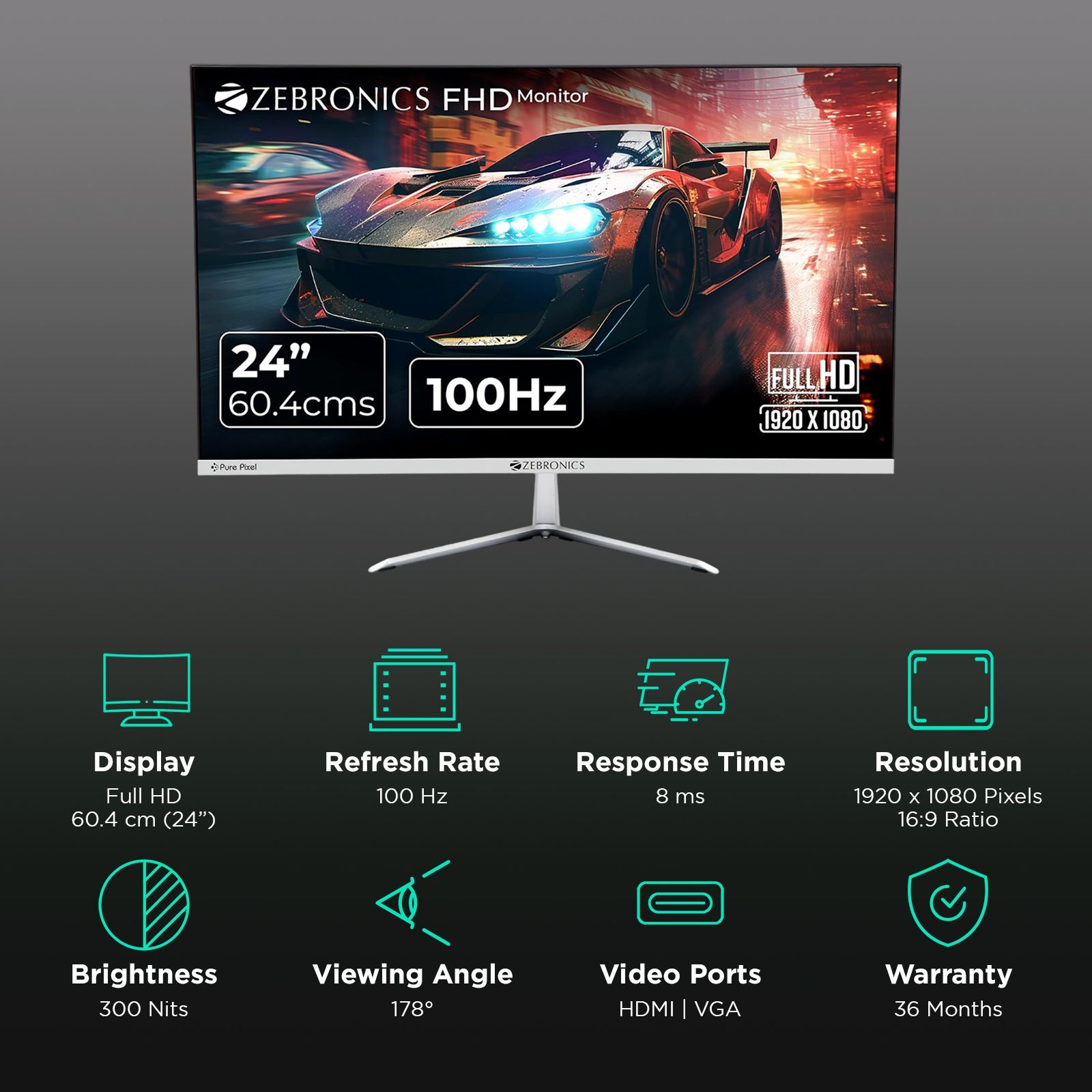 ZEBRONICS MT120 60.4 cm (24 inch) Full HD VA Panel LED Ultra Slim Gaming Monitor with Built-in Speaker ZEBRONICS MT120 60.4 cm (24 inch) Full HD VA Panel LED Ultra Slim Gaming Monitor with Built-in Speaker_3