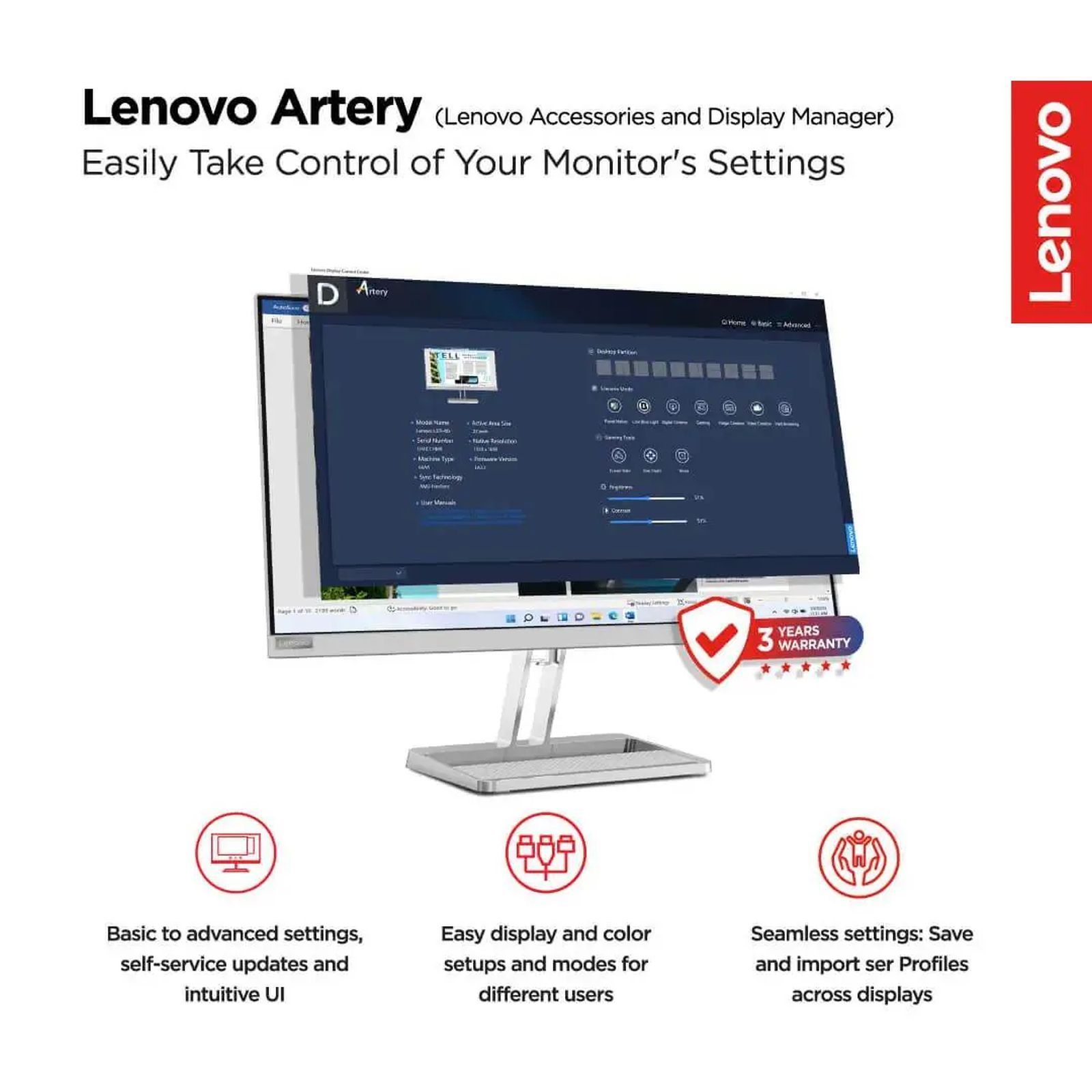Lenovo L27i4A 68.58 cm (27 inch) Full HD IPS Panel Ultra Thin Monitor with WLED Backlight_6