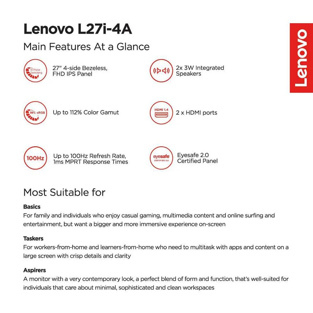 Lenovo L27i4A 68.58 cm (27 inch) Full HD IPS Panel Ultra Thin Monitor with WLED Backlight_8