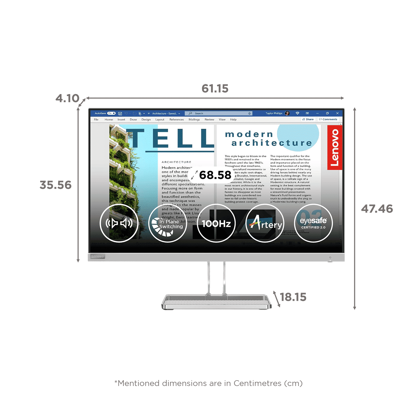 Lenovo L27i4A 68.58 cm (27 inch) Full HD IPS Panel Ultra Thin Monitor with WLED Backlight_2