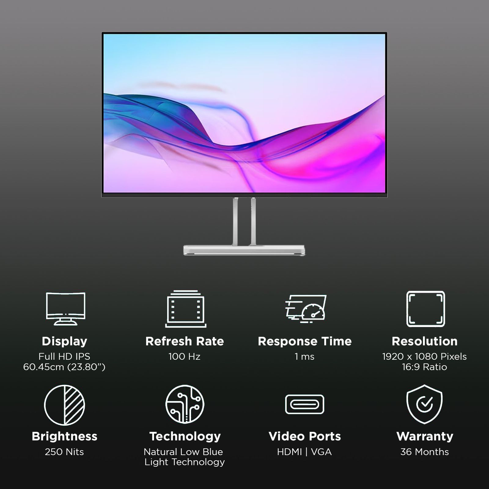 Lenovo L24i4A 60.45 cm (23.8 inch) Full HD IPS Panel Ultra Thin Monitor with WLED Backlight_3