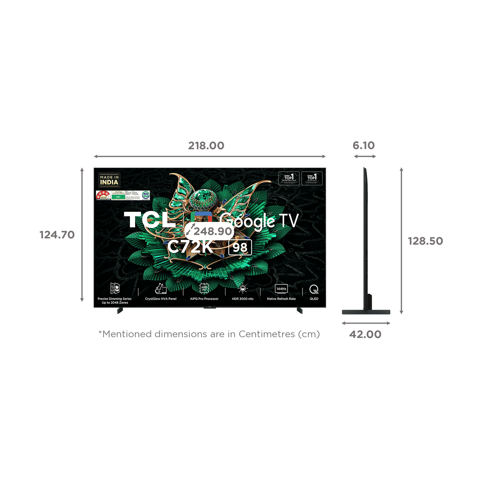 TCL C72K 248.9 cm (98 inch) 4k Ultra HD Google TV with Precise Dimming Technology (2025 model)_2