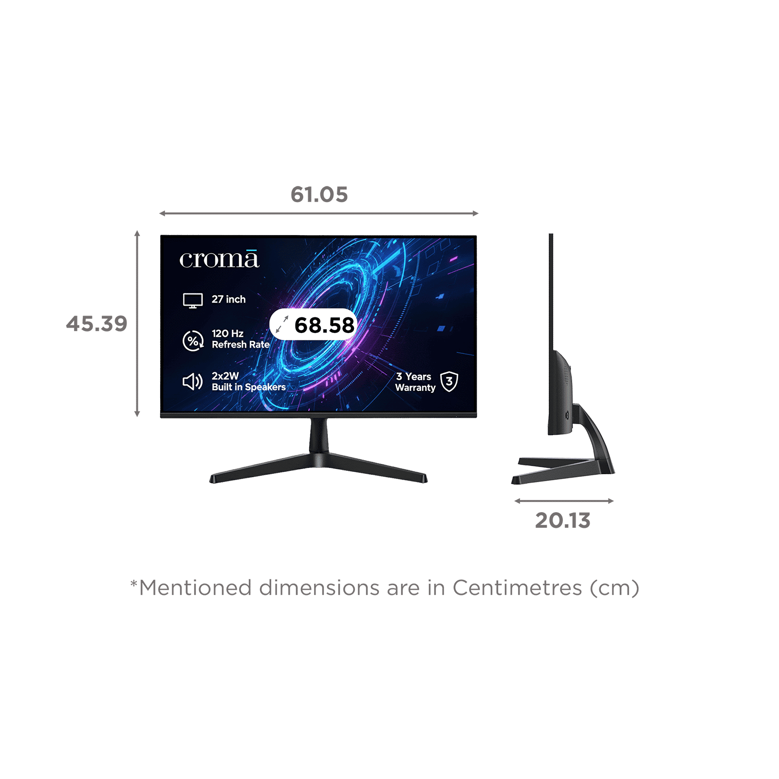 Croma F Series 68.58 cm (27 inch) Full HD IPS Panel Bezel-Less Monitor with 4W Built-in Speaker_2