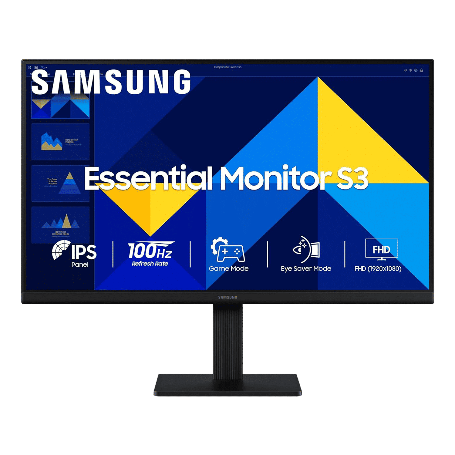 SAMSUNG Essential S3 54.6 cm (22 inch) Full HD IPS Panel Borderless Height Adjustable Monitor with Eye Saver Mode_1