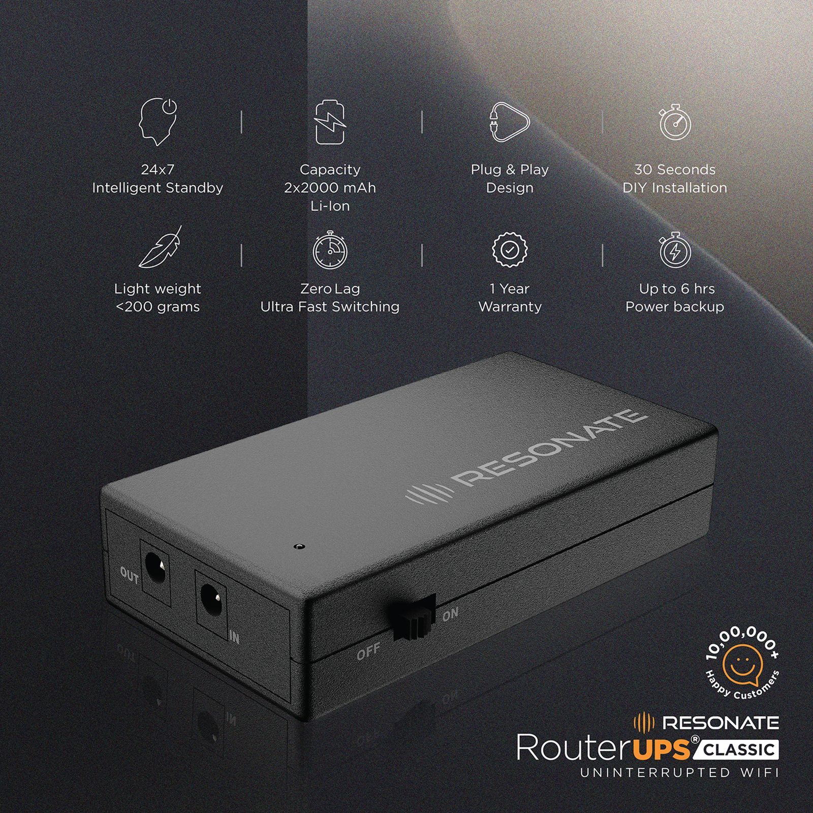 RESONATE RouterUPS (Up to 6 Hour Power Backup, CRU9V1A, Black) RESONATE RouterUPS (Up to 6 Hour Power Backup, CRU9V1A, Black)_3