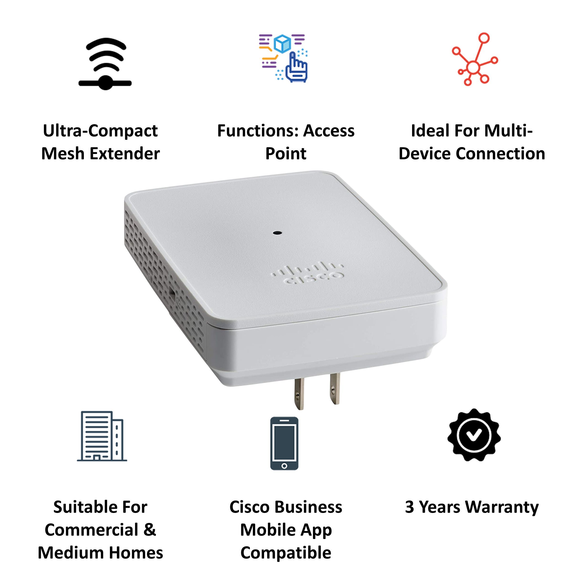 CISCO Dual Band Wi-Fi Home Mesh Extender (Mobile App Compatible, CBW142ACM-D-IN, White) CISCO Dual Band Wi-Fi Home Mesh Extender (Mobile App Compatible, CBW142ACM-D-IN, White)_3