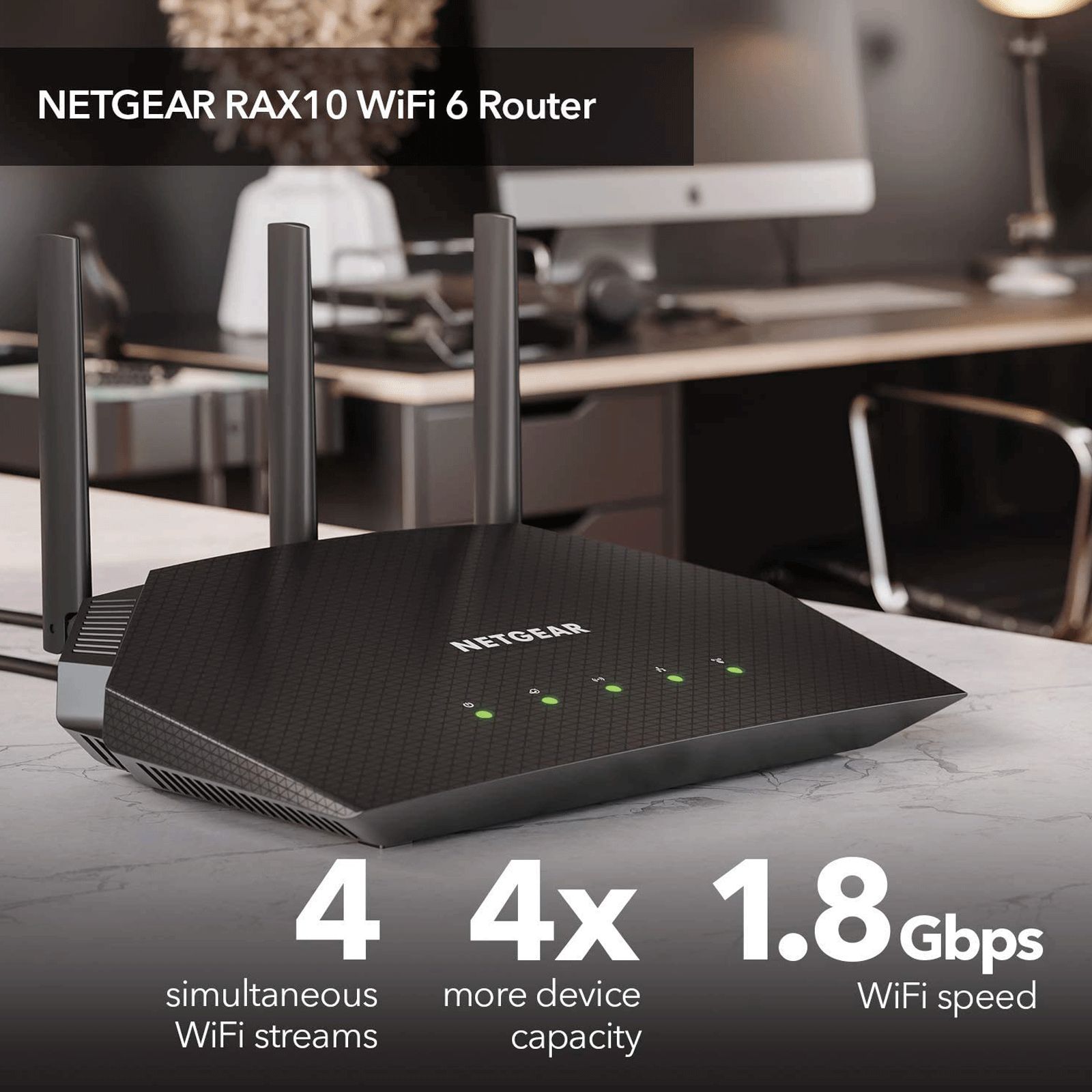 NETGEAR AX1800 Dual Band WiFi Router (3 Antennas, 5 LAN Ports Multicast Support RAX10, Black)_5