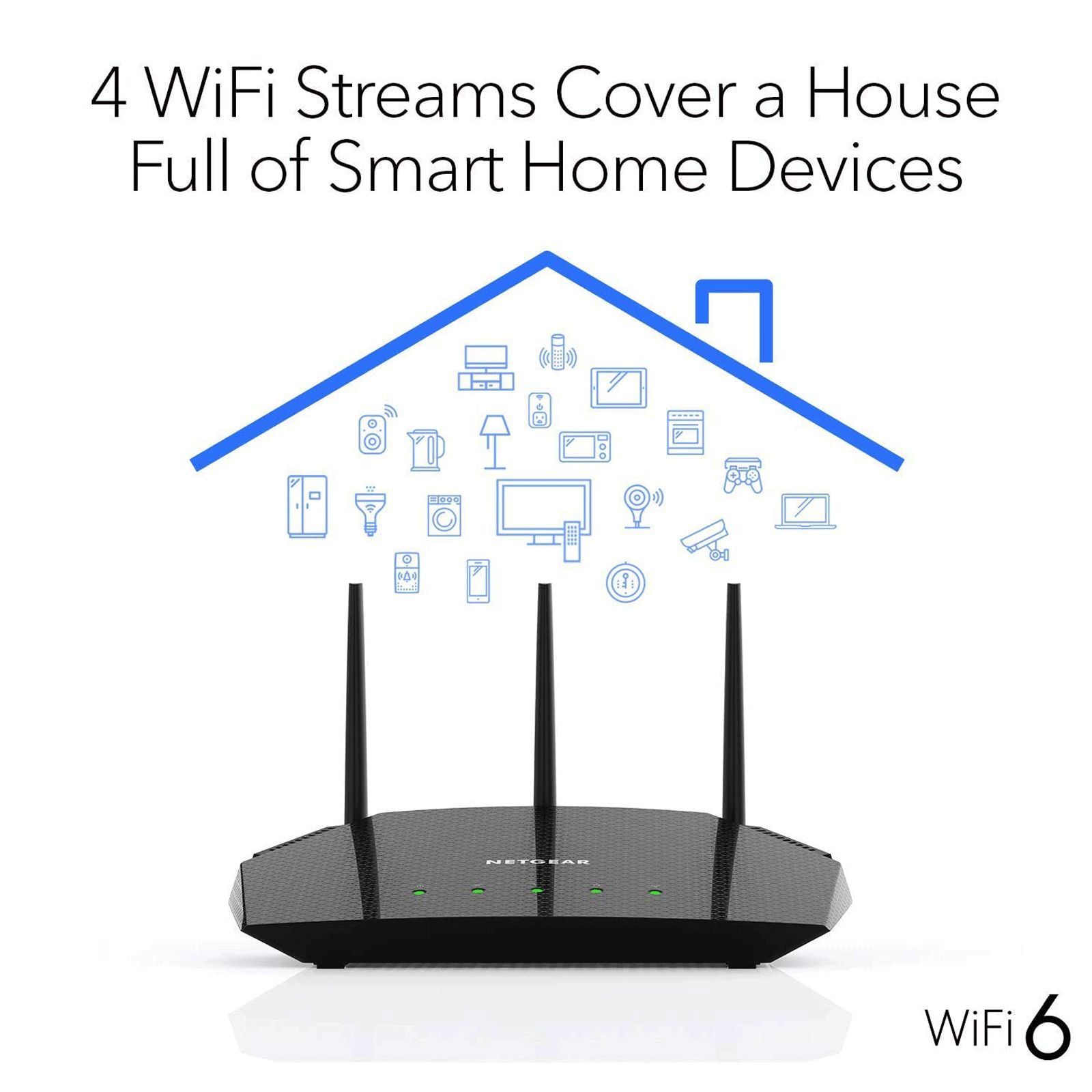 NETGEAR AX1800 Dual Band WiFi Router (3 Antennas, 5 LAN Ports Multicast Support RAX10, Black)_6