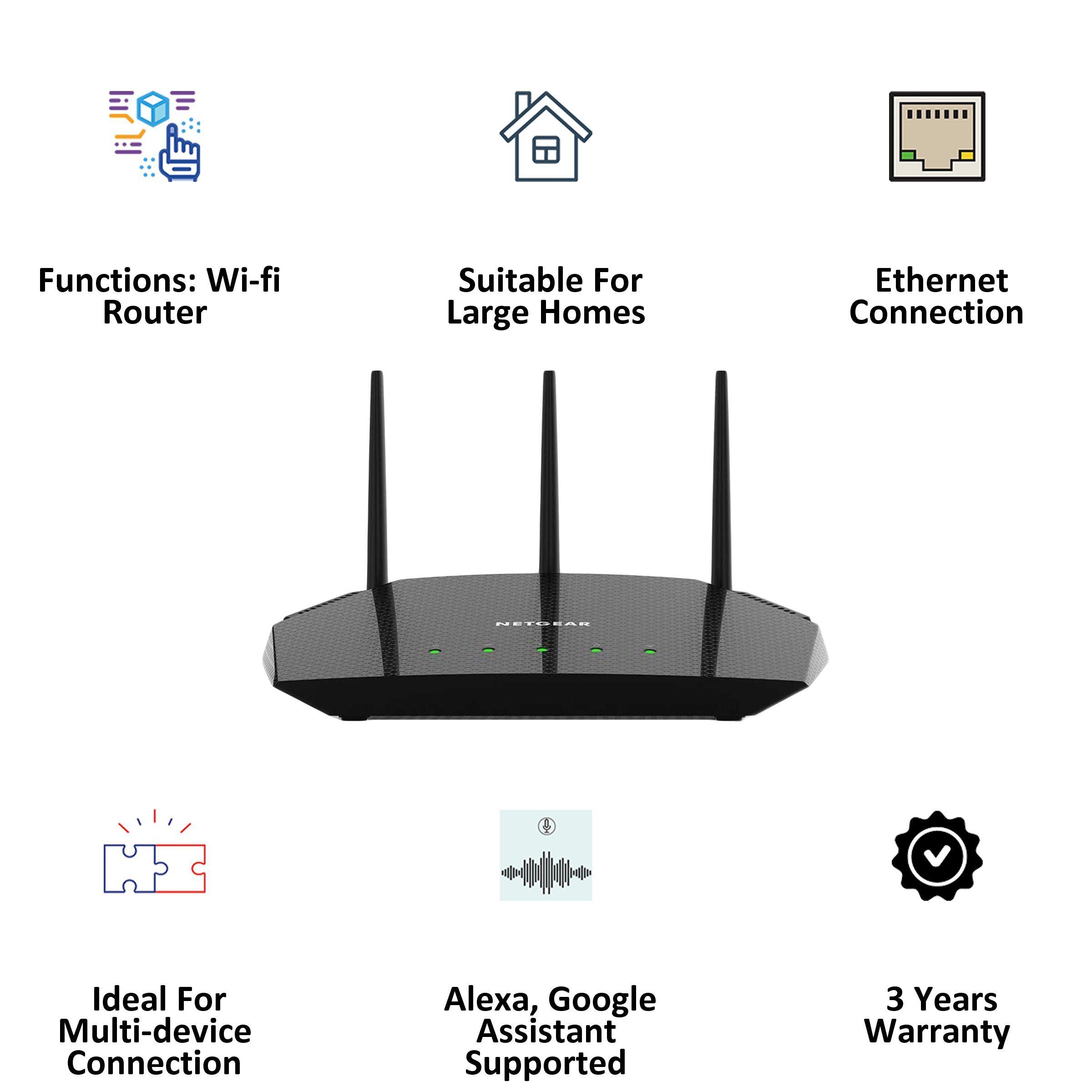 NETGEAR AX1800 Dual Band WiFi Router (3 Antennas, 5 LAN Ports Multicast Support RAX10, Black)_4