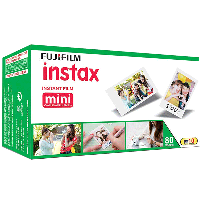 FUJIFILM Instax Mini Film Sheet (54 x 86 mm) Gloss Paper (80 Shots, 450gsm, IC0068, White)_2