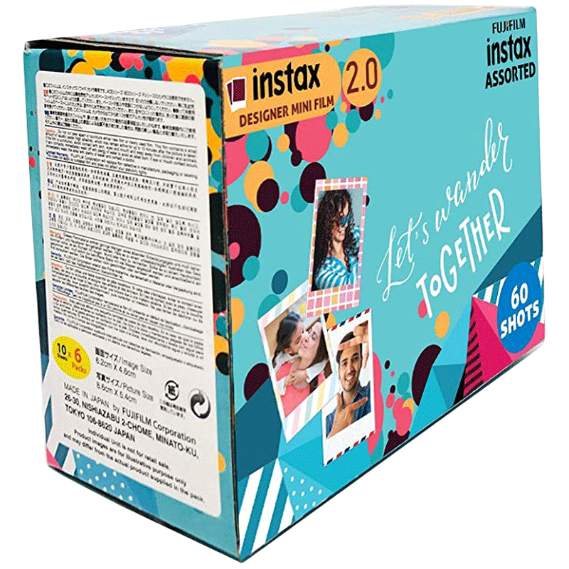 FUJIFILM Instax Mini Film Sheet (54 x 86 mm) Gloss Paper (60 Shots, 450gsm, IC0102, Designer Frame, Multicolor)_2