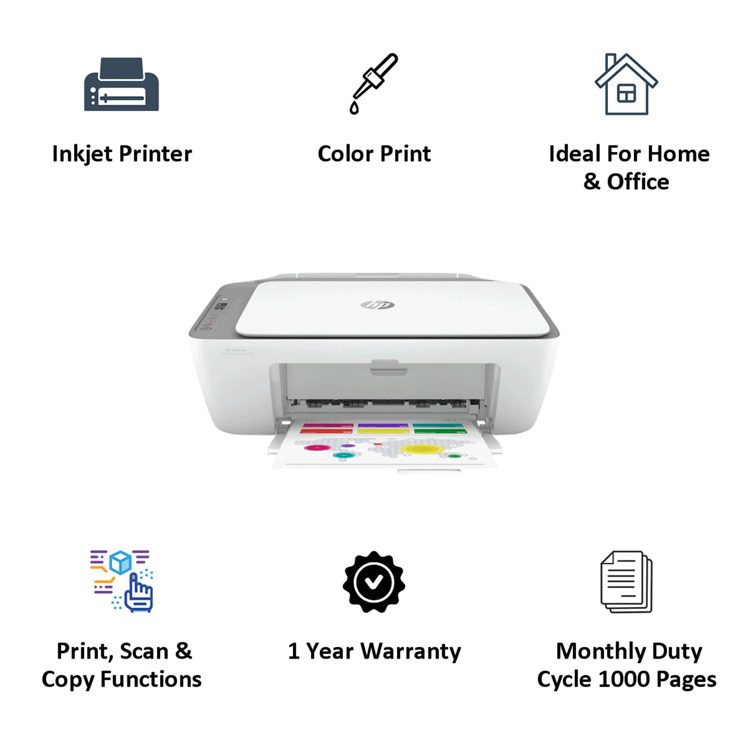 HP DeskJet Ink Advantage 2776 Wireless Color All-in-One Inkjet Printer (Voice Activated Printing, 7FR27B, Cement)_5