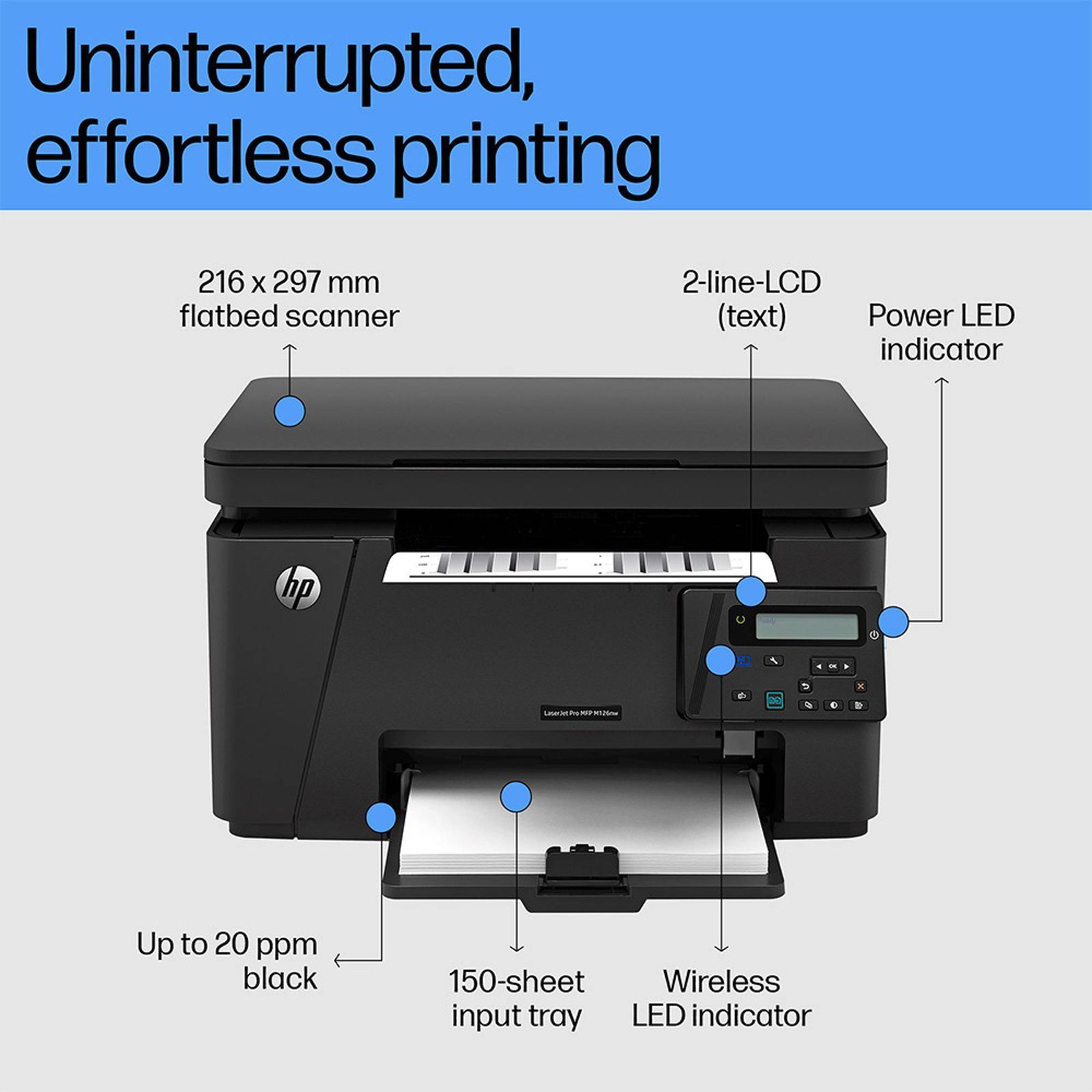 HP LaserJet Pro MFP M126nw Multi Function Wi-Fi Monochrome Laser Printer with 2 Line LCD Control Panel (Wireless Direct Printing, Black)_14