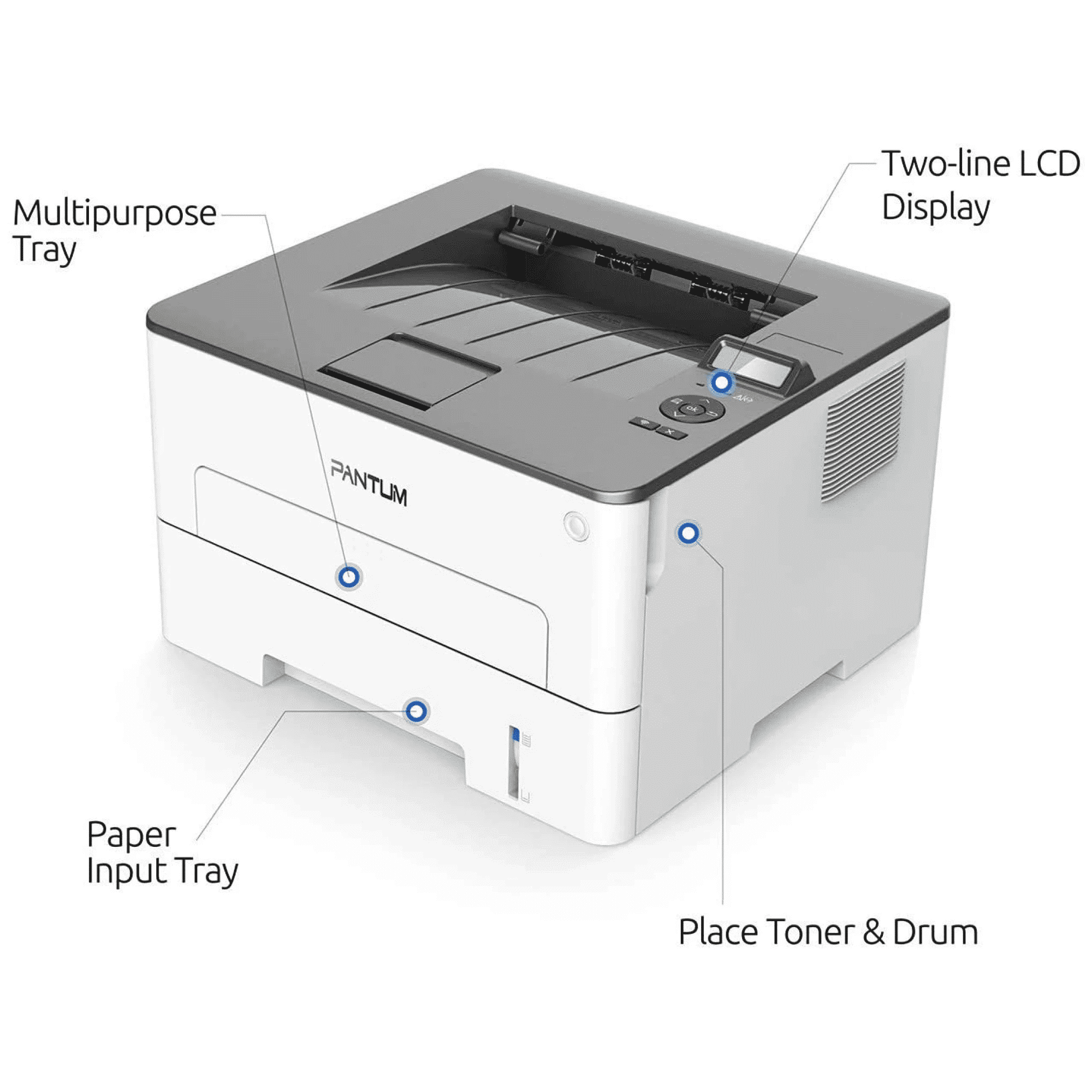 PANTUM Black & White Single-Function Laserjet Printer (60000 Pages Max Monthly Duty Cycle, P3302DN, White)_2