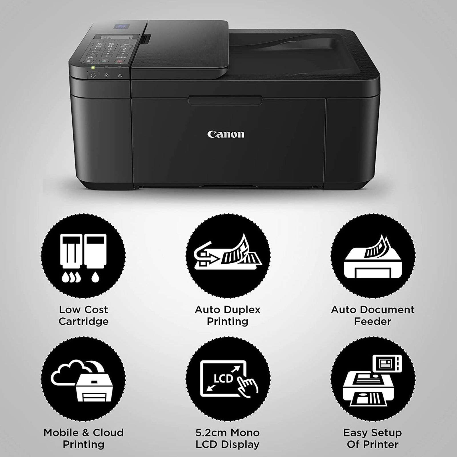 Canon Pixma E4570 All in One Wi-Fi Inkjet Printer with Mono LCD Display (Auto Duplex Printing, Black)_7