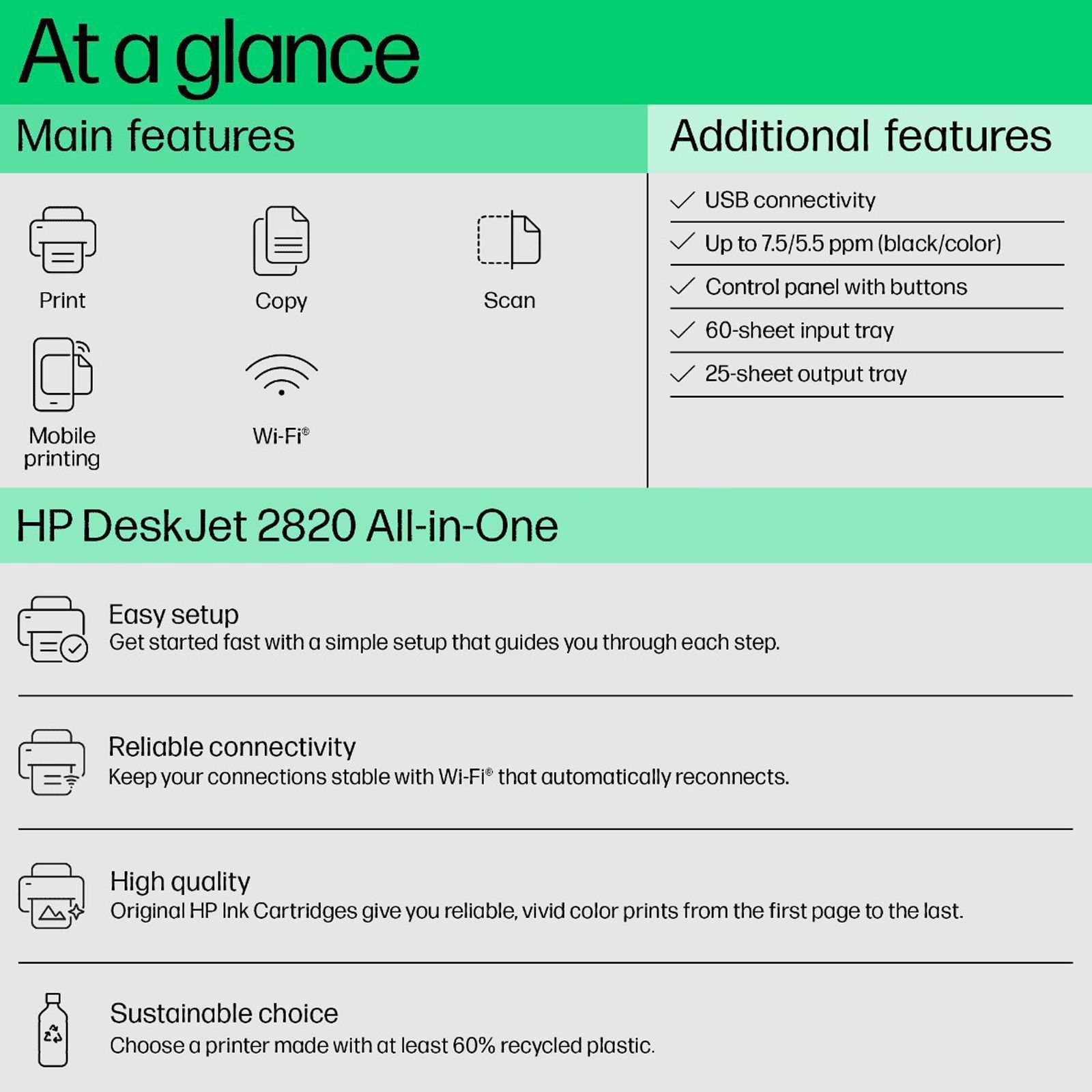 HP DeskJet 2820 All in One Wi-Fi Inkjet Printer with Self Reset (Simple Setup Smart App, White)_11