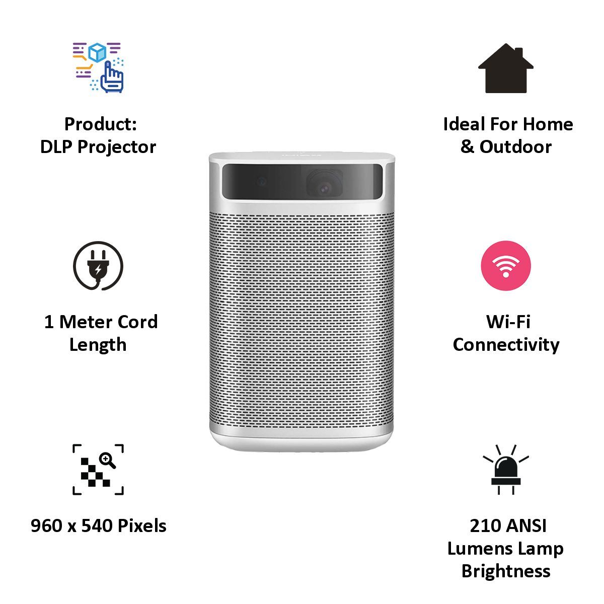 XGIMI MoGo Full HD Smart Projector (DLP, 210 ANSI Lumens, HDMI + USB + Android TV 9.0 + Bluetooth + Wi-Fi, Portable Projector with Google Assistant, White/Aluminium)_6