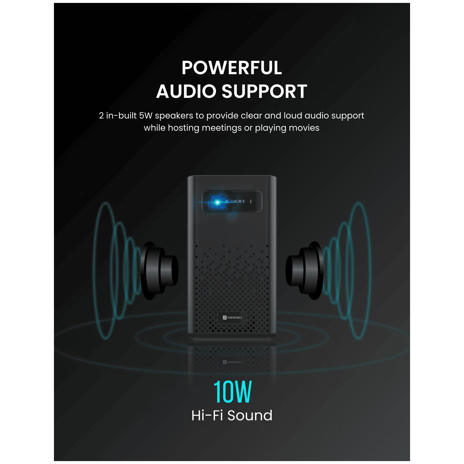 Portronics Pico 11 Ultra HD 4K LED Projector With Remote (840 Lumens, WiFi, Black)_8