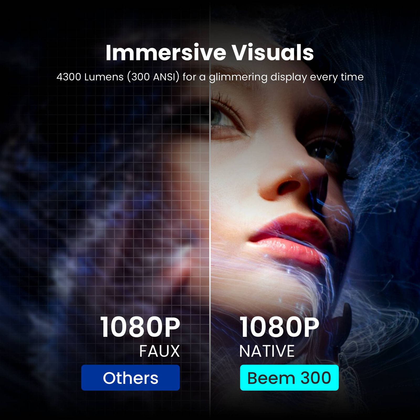 Portronics Beem 300 Full HD LED Projector With Remote (4300 Lumens, Wi-Fi, Black) Portronics Beem 300 Full HD LED Projector With Remote (4300 Lumens, Wi-Fi, Black)_11