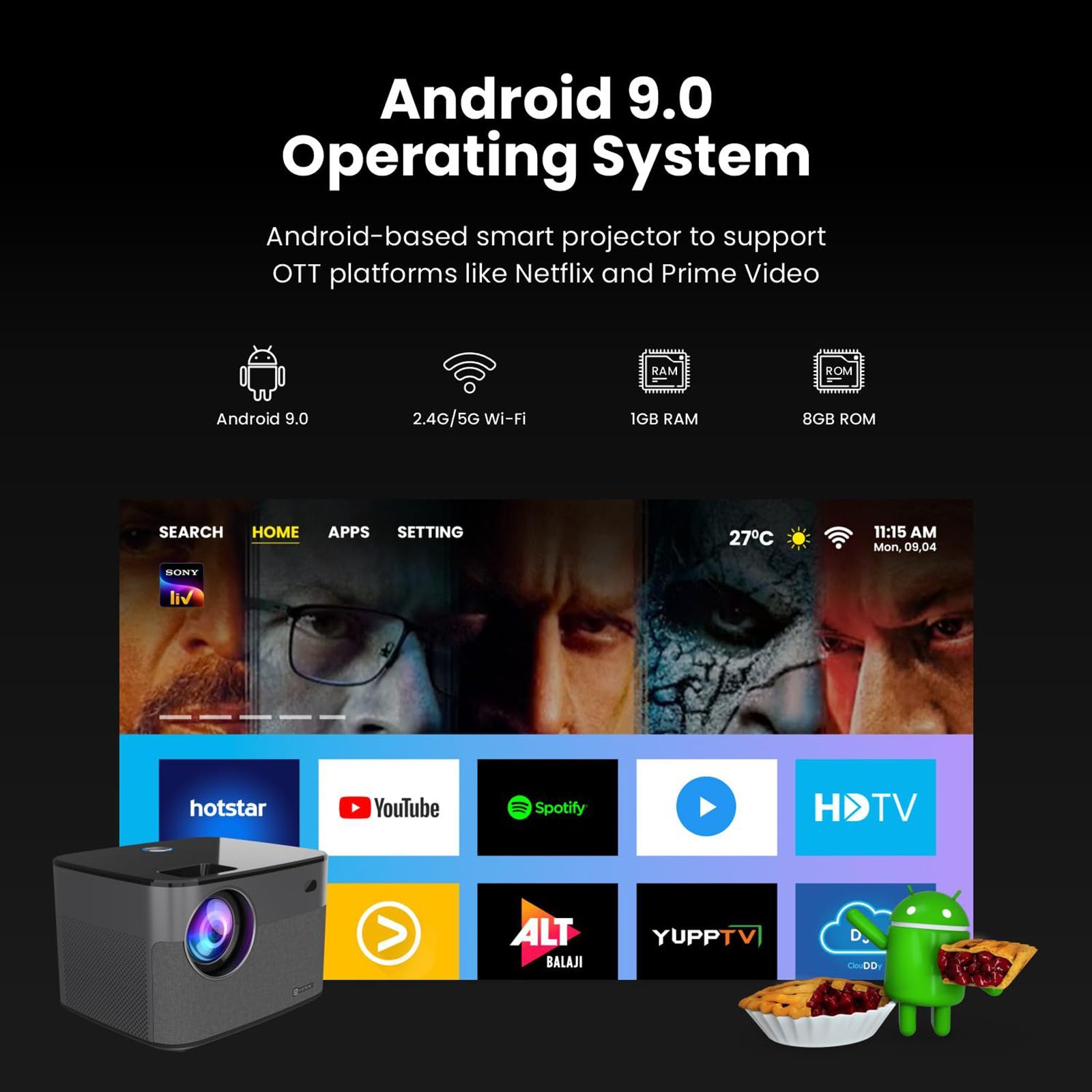 Portronics Beem 300 Full HD LED Projector With Remote (4300 Lumens, Wi-Fi, Black) Portronics Beem 300 Full HD LED Projector With Remote (4300 Lumens, Wi-Fi, Black)_8