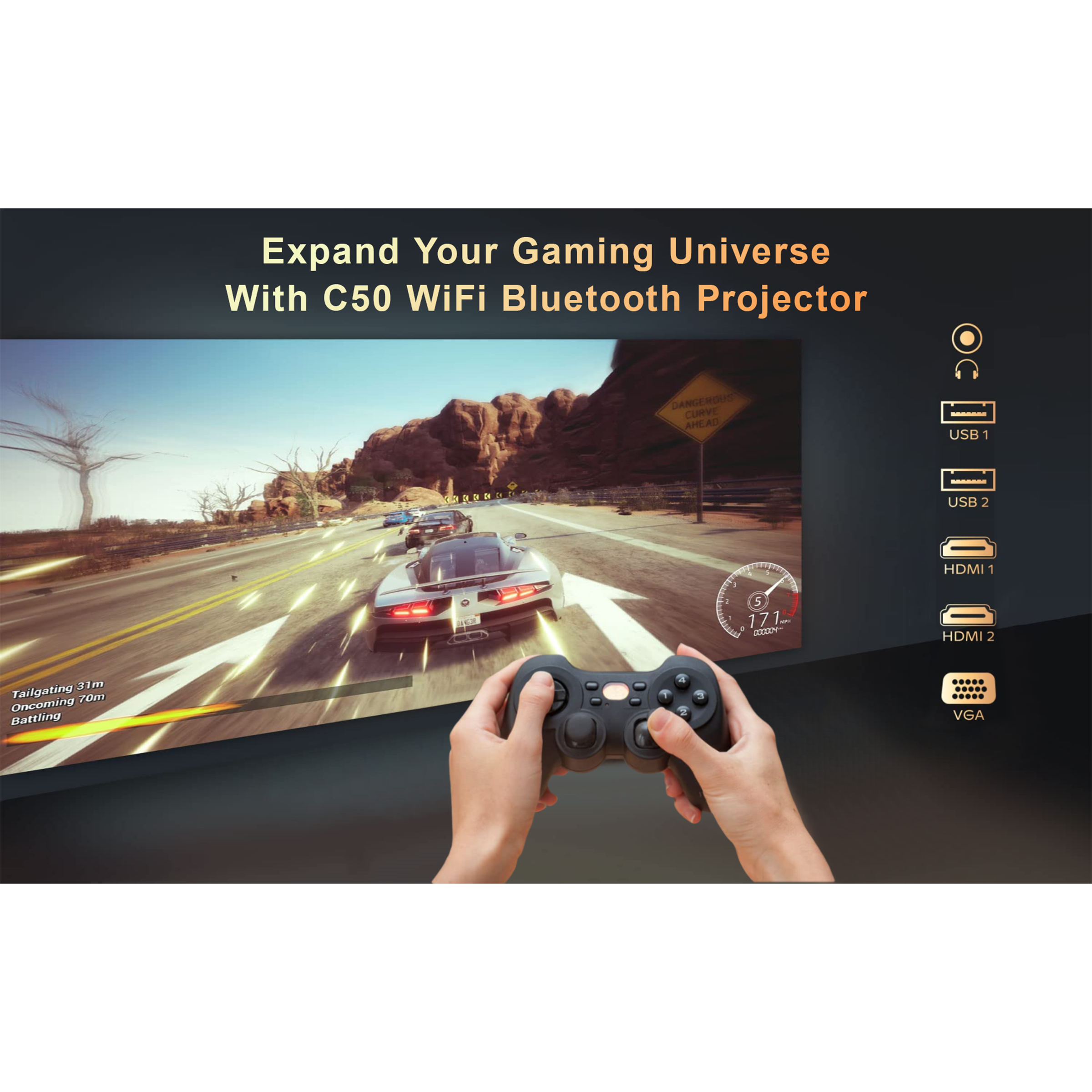 XElectron C50W Full HD LED Projector (7500 Lumens, USB + HDMI + AV Ports, Bluetooth 5.0, Black) XElectron C50W Full HD LED Projector (7500 Lumens, USB + HDMI + AV Ports, Bluetooth 5.0, Black)_9