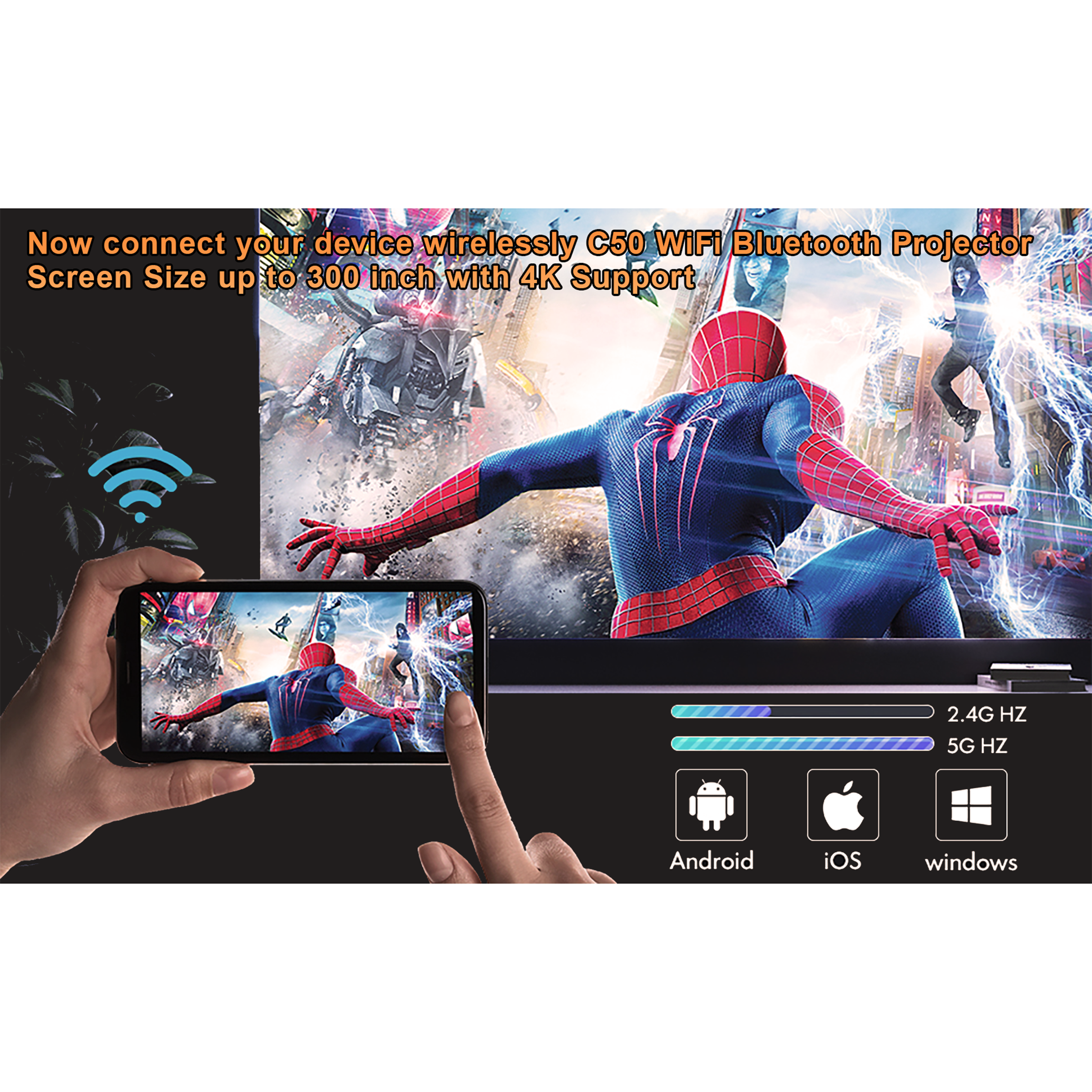 XElectron C50W Full HD LED Projector (7500 Lumens, USB + HDMI + AV Ports, Bluetooth 5.0, Black) XElectron C50W Full HD LED Projector (7500 Lumens, USB + HDMI + AV Ports, Bluetooth 5.0, Black)_11