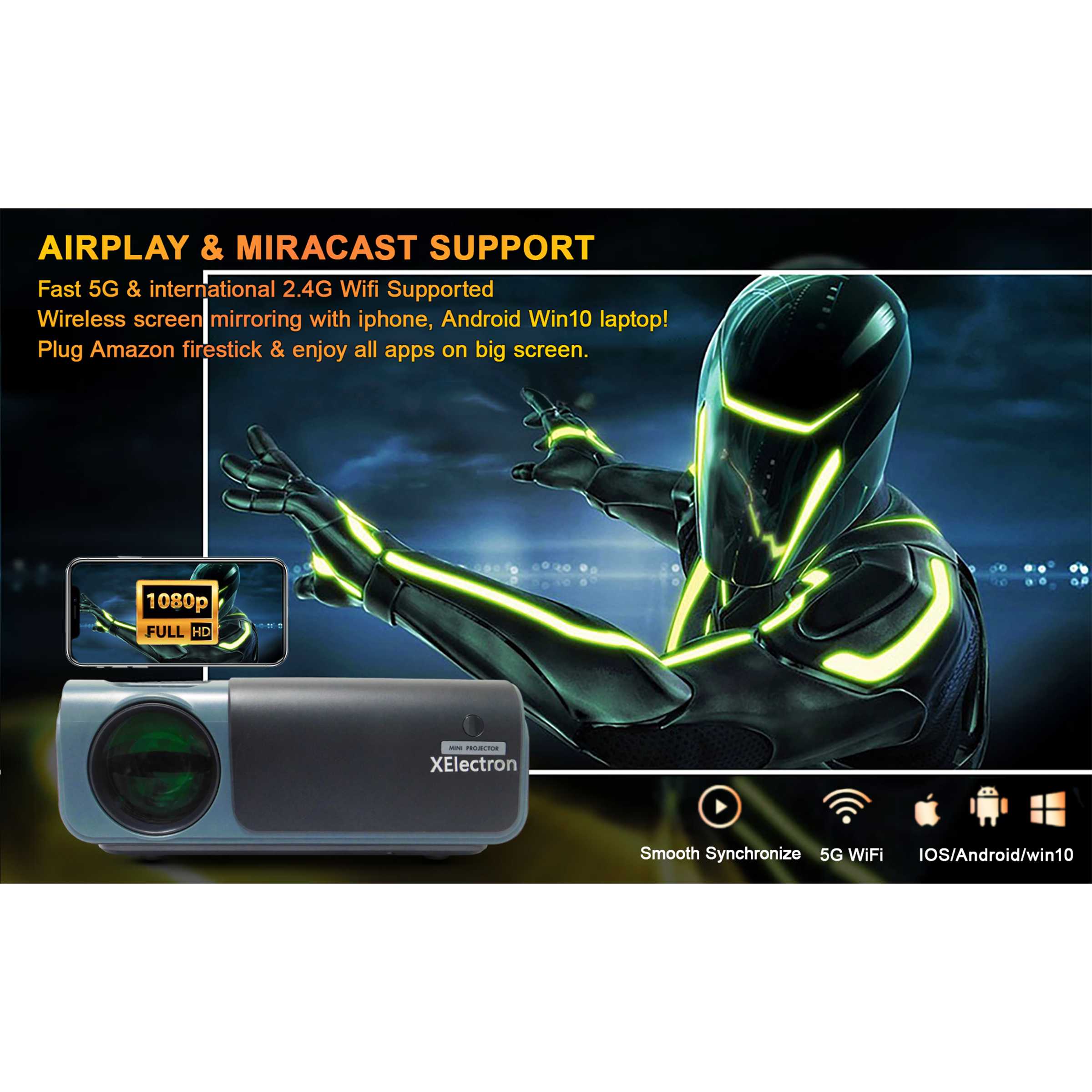 XElectron C50W Full HD LED Projector (7500 Lumens, USB + HDMI + AV Ports, Bluetooth 5.0, Black) XElectron C50W Full HD LED Projector (7500 Lumens, USB + HDMI + AV Ports, Bluetooth 5.0, Black)_12