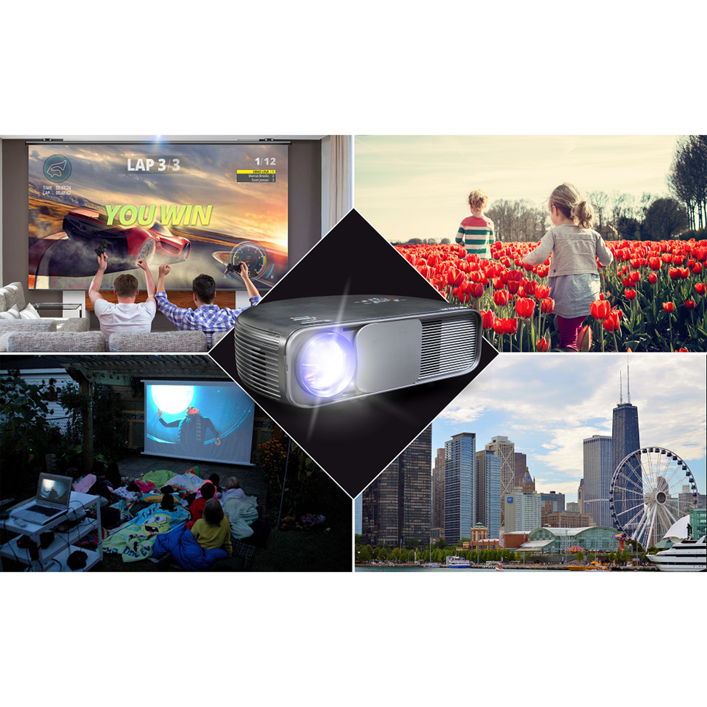 XElectron CL760 Full HD LED Projector (6800 Lumens, USB + HDMI + AV + VGA Ports, Bluetooth Connectivity, Black)_6