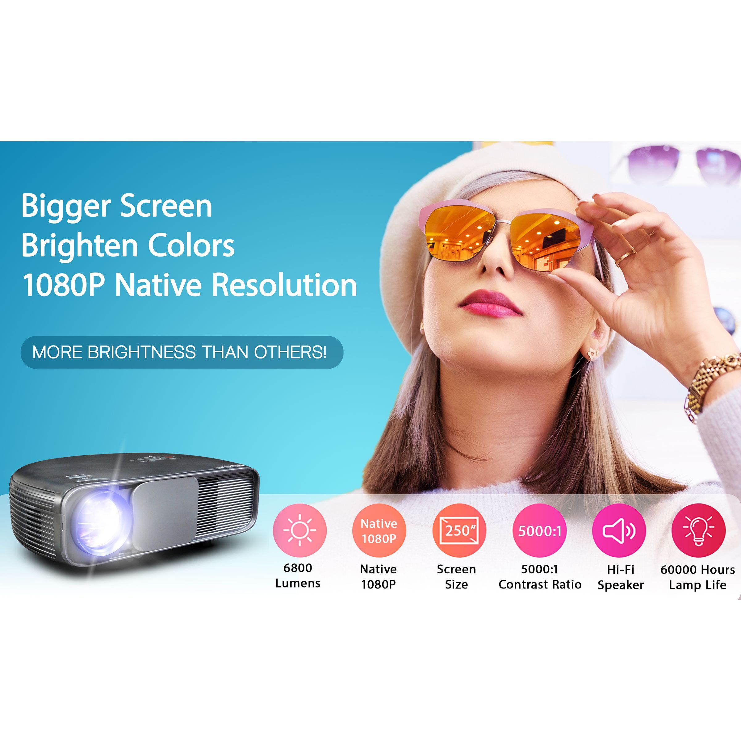 XElectron CL760 Full HD LED Projector (6800 Lumens, USB + HDMI + AV + VGA Ports, Bluetooth Connectivity, Black)_8