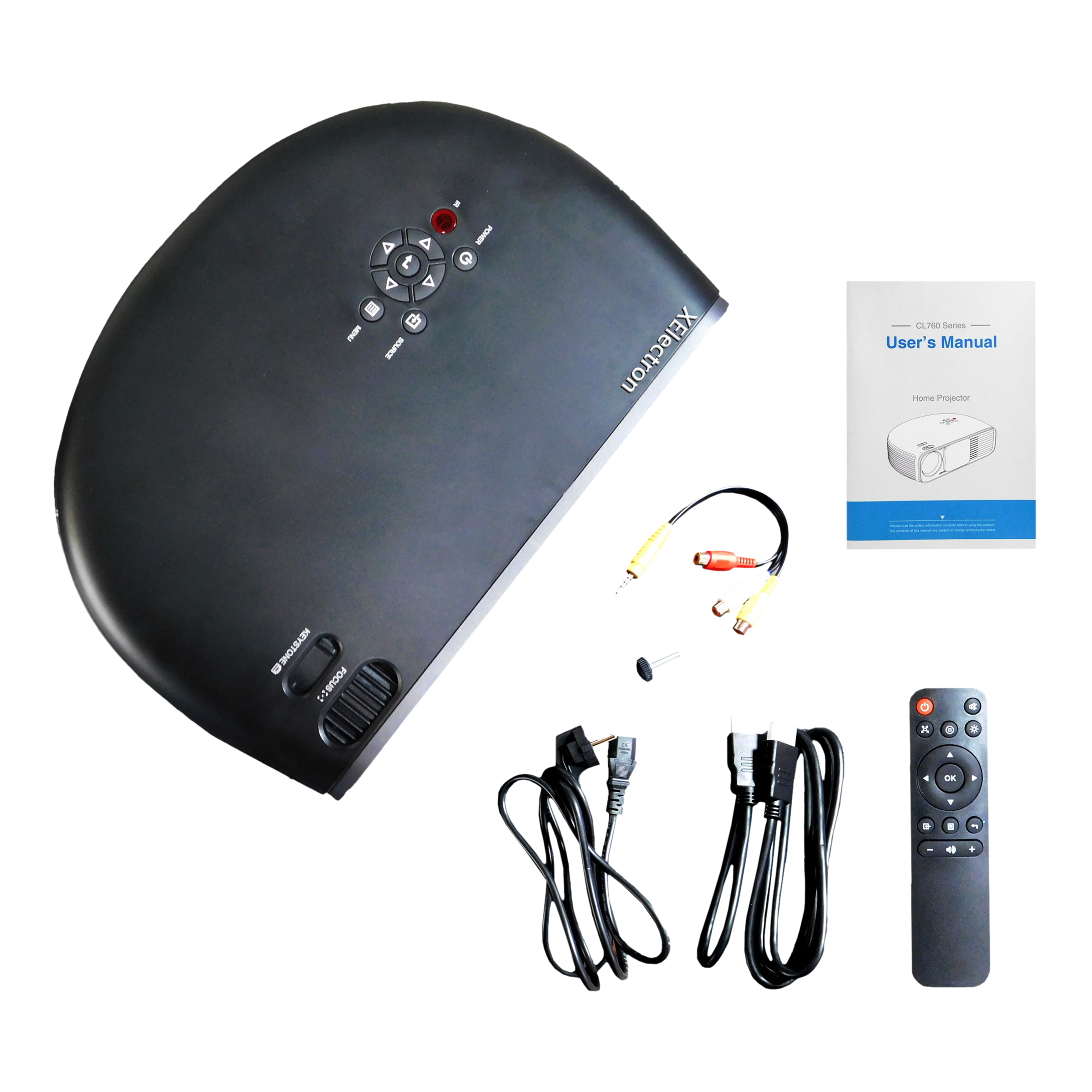 XElectron CL760 Full HD LED Projector (6800 Lumens, USB + HDMI + AV + VGA Ports, Bluetooth Connectivity, Black)_3