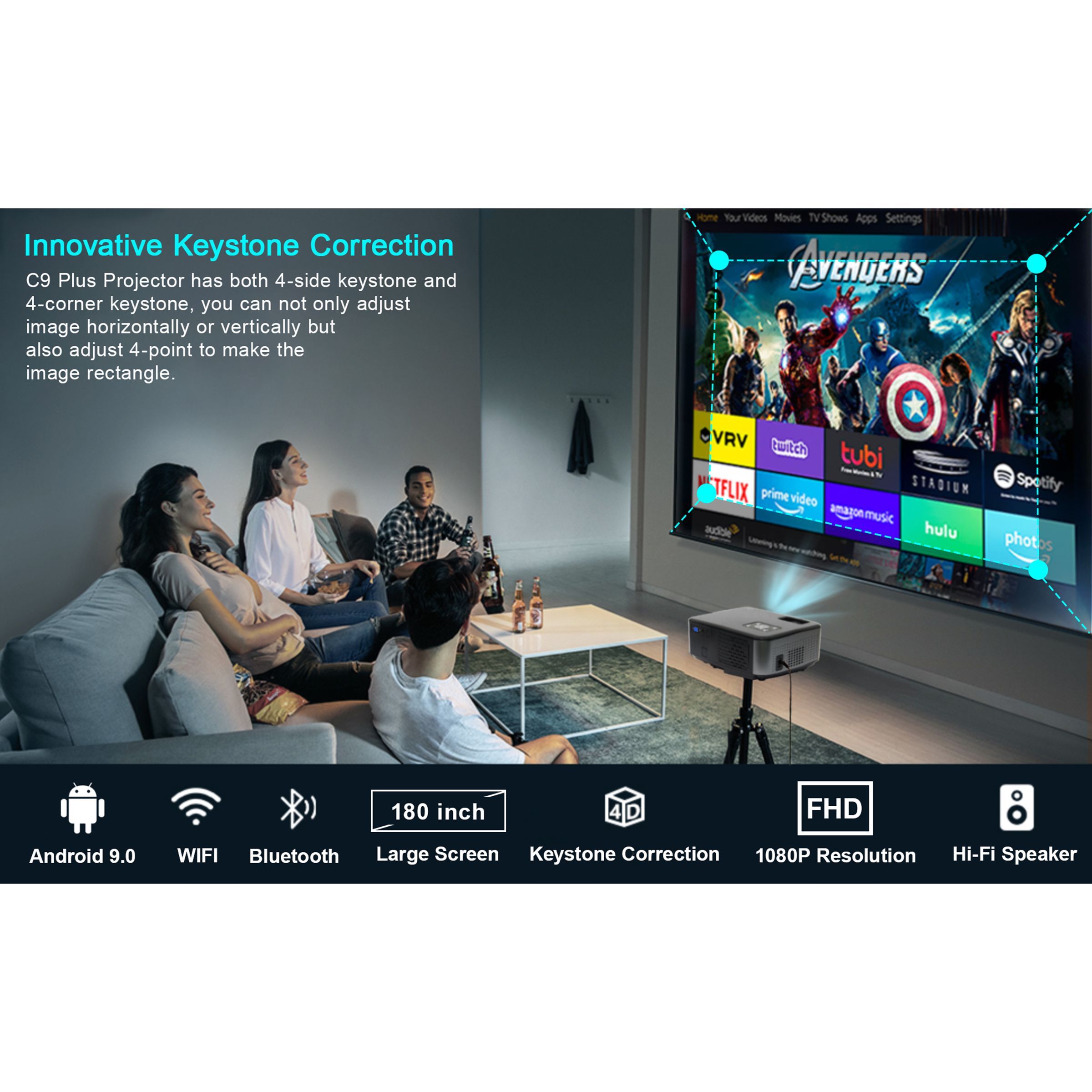XElectron C9 Plus Full HD LED Projector (3800 Lumens, USB + HDMI + AV + VGA Ports, Bluetooth Connectivity, Grey) XElectron C9 Plus Full HD LED Projector (3800 Lumens, USB + HDMI + AV + VGA Ports, Bluetooth Connectivity, Grey)_8