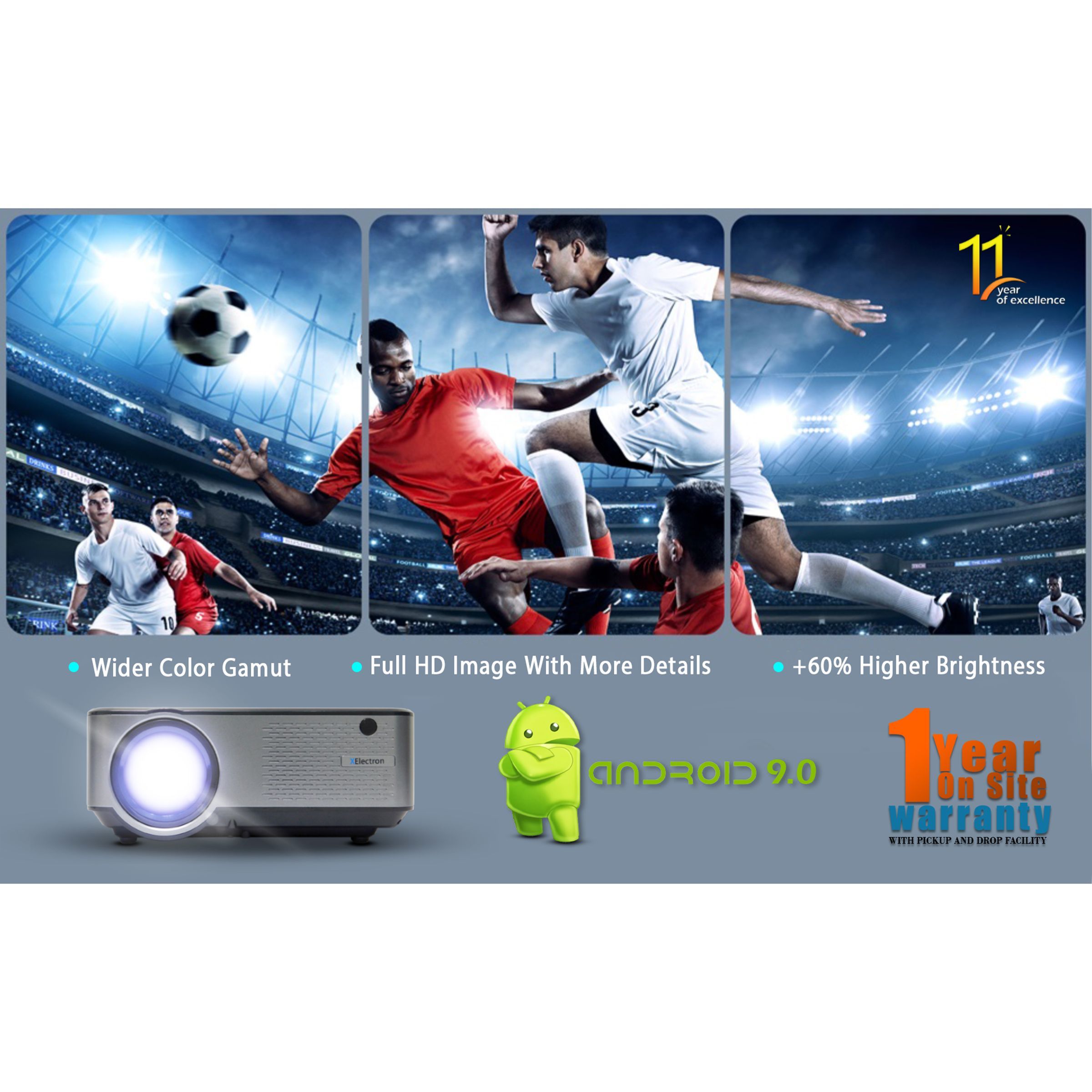 XElectron C9 Plus Full HD LED Projector (3800 Lumens, USB + HDMI + AV + VGA Ports, Bluetooth Connectivity, Grey) XElectron C9 Plus Full HD LED Projector (3800 Lumens, USB + HDMI + AV + VGA Ports, Bluetooth Connectivity, Grey)_9
