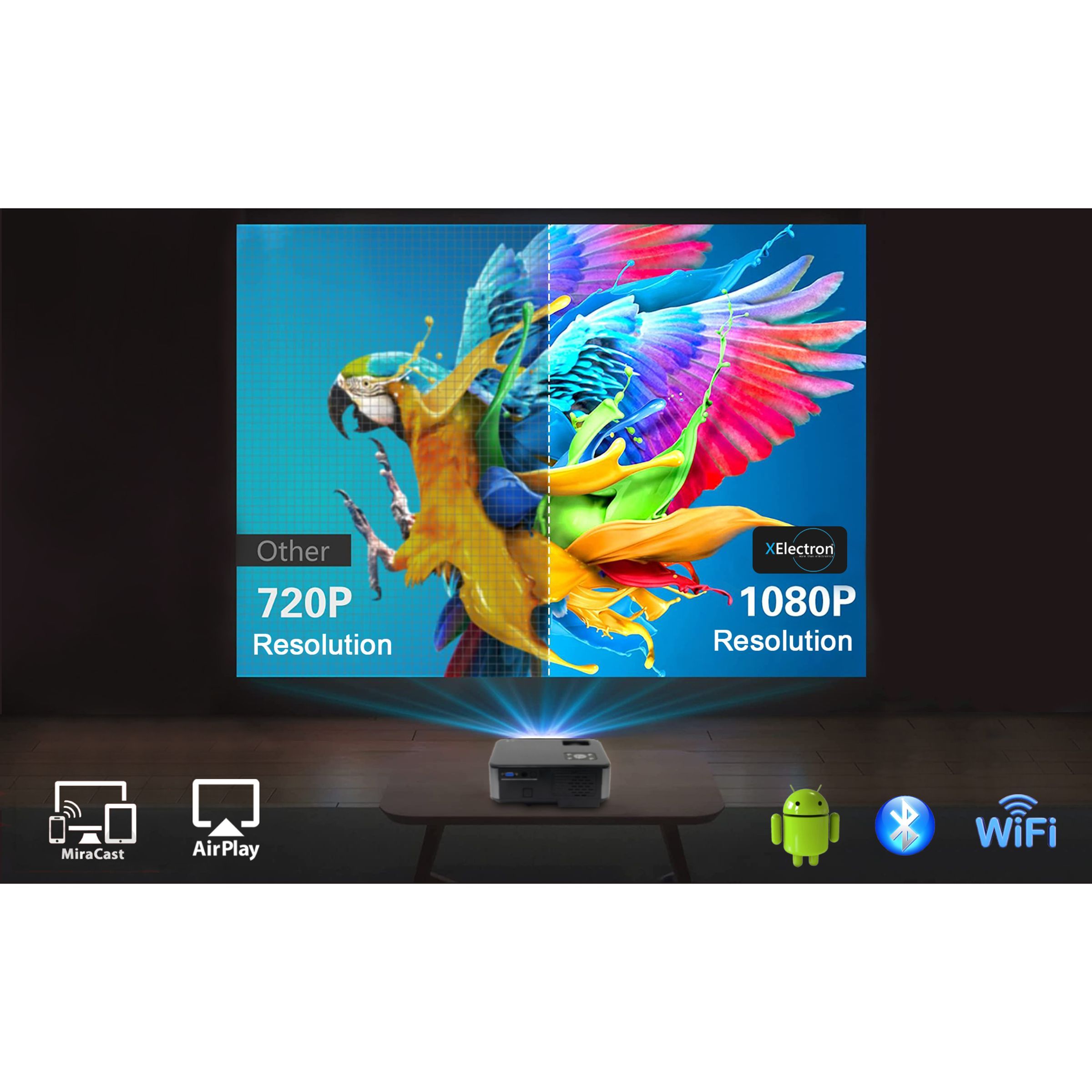 XElectron C9 Plus Full HD LED Projector (3800 Lumens, USB + HDMI + AV + VGA Ports, Bluetooth Connectivity, Grey) XElectron C9 Plus Full HD LED Projector (3800 Lumens, USB + HDMI + AV + VGA Ports, Bluetooth Connectivity, Grey)_11