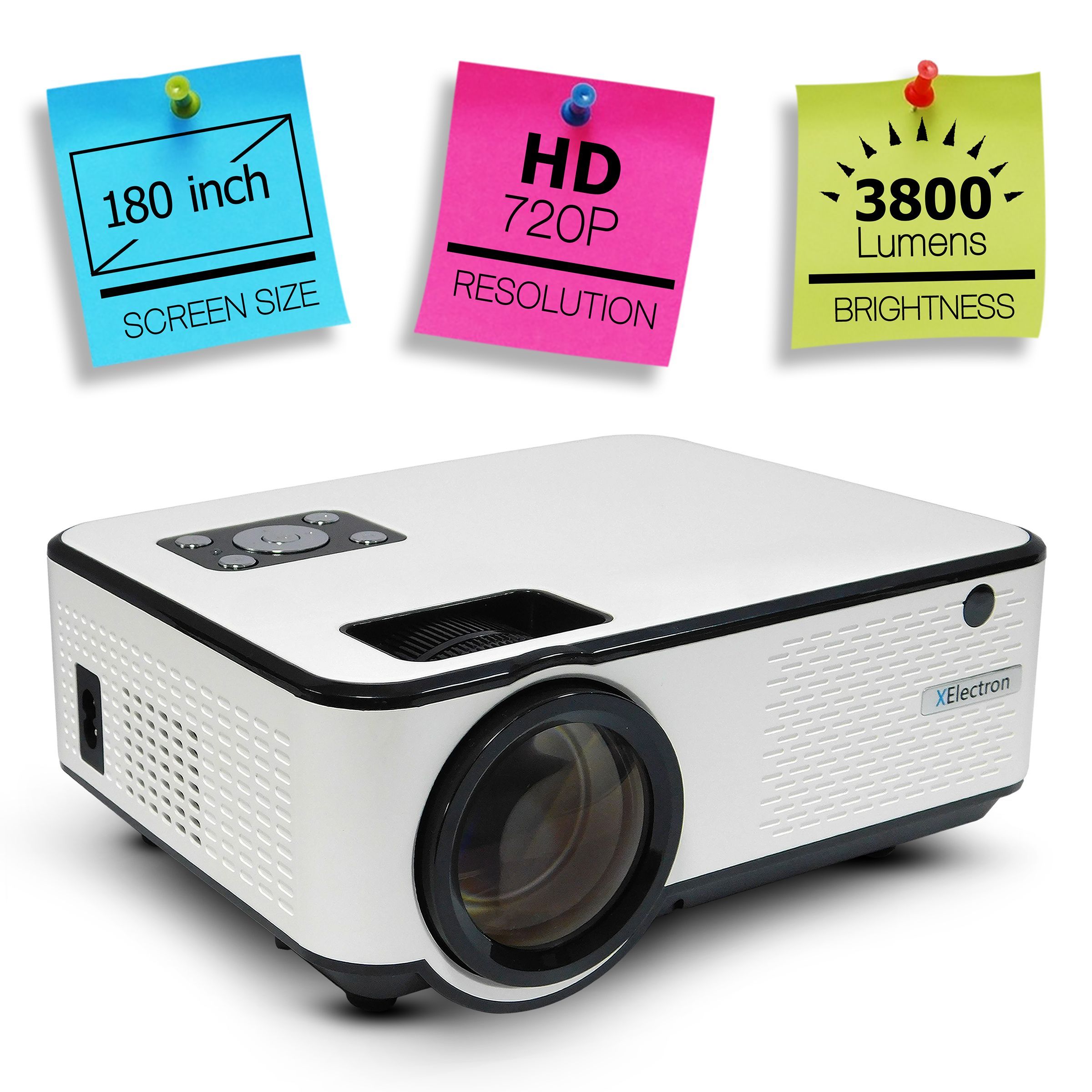 XElectron C9 Miracast Full HD LED Projector (3800 Lumens, USB + HDMI + AV + VGA Ports, 1080p Support, White) XElectron C9 Miracast Full HD LED Projector (3800 Lumens, USB + HDMI + AV + VGA Ports, 1080p Support, White)_4