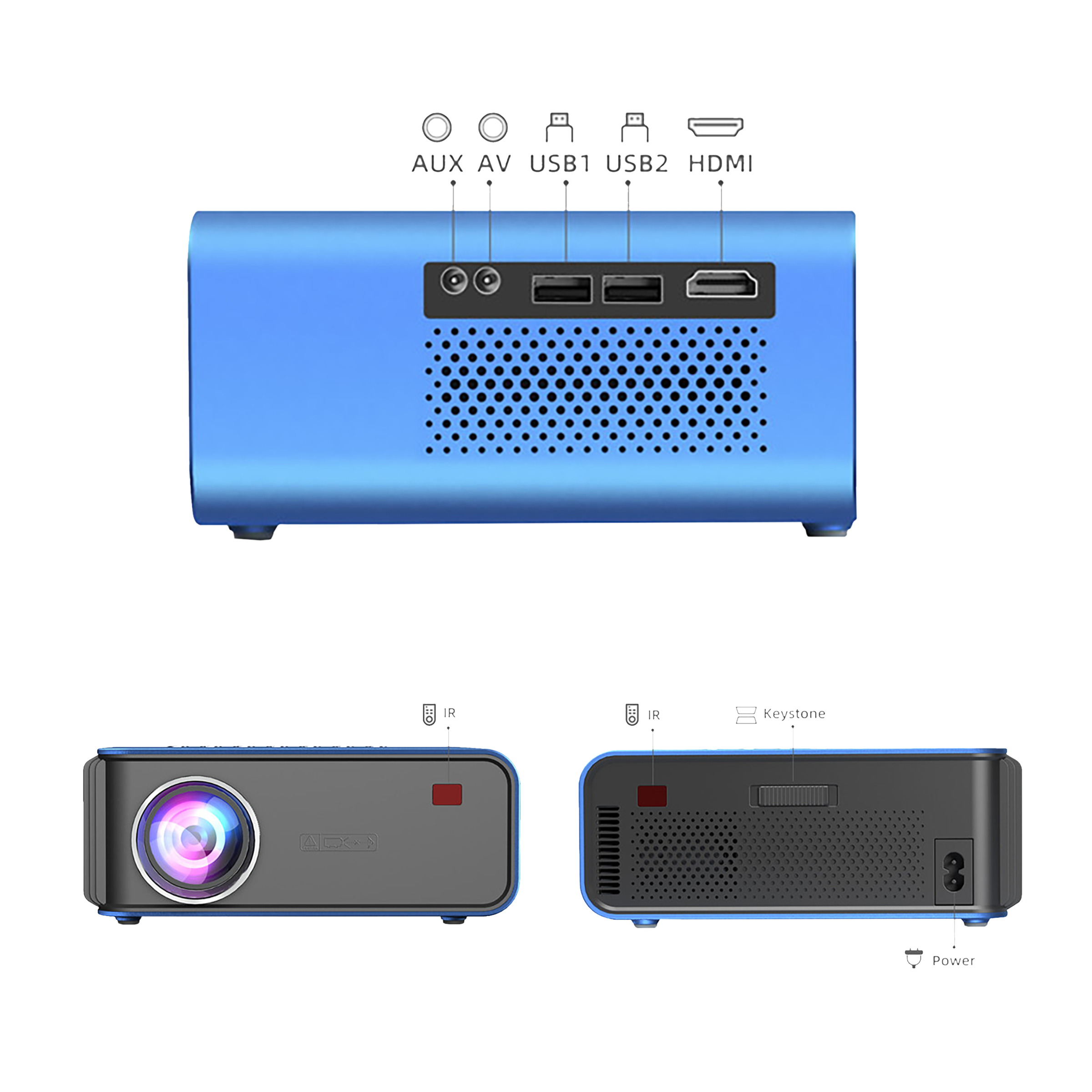 XElectron S2 Miracast Full HD LED Projector With Remote (8400 Lumens, Wi-Fi, Blue)_2