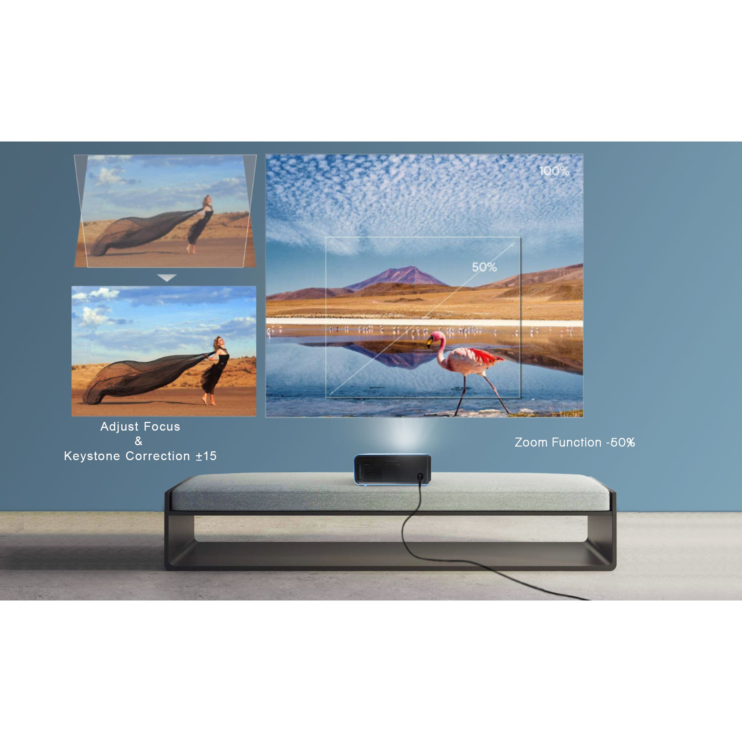 XElectron S2 Miracast Full HD LED Projector With Remote (8400 Lumens, Wi-Fi, Blue)_4