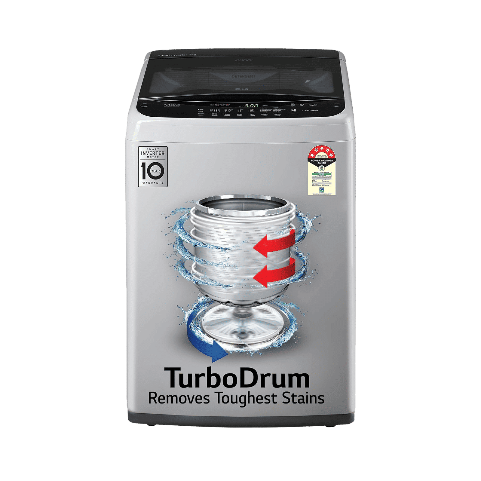 LG 7 kg 5 Star Inverter Fully Automatic Top Load Washing Machine (T70SPSF2Z.ASFQEIL, Auto Balance System, Middle Free Silver)_1