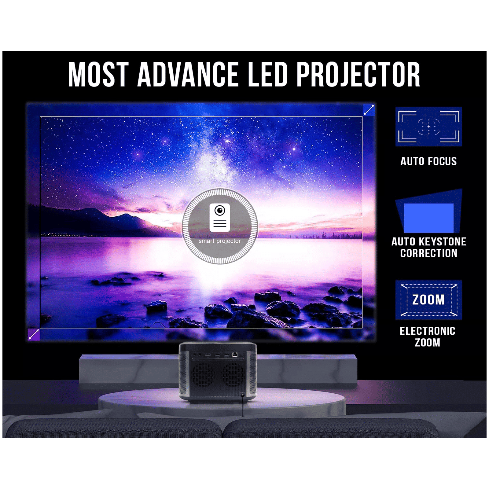 XElectron iProjector 1 Full HD LED Projector (7500 Lumens, Bluetooth, USB, HDMI, Built-in Chromecast, Grey)_7