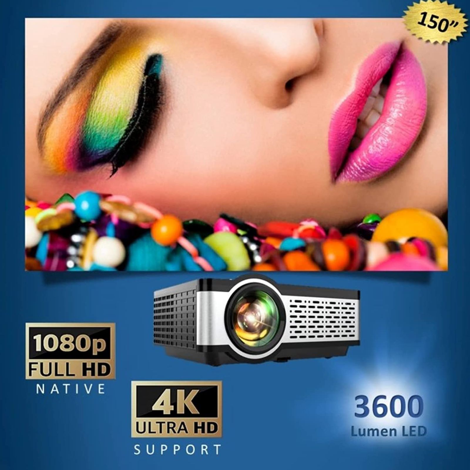 EGate I9 Pro Max Android LED Full HD Projector (4500 Lumens, USB, HDMI, AV, VGA Ports, Bluetooth Support, E05i33, Black)_3