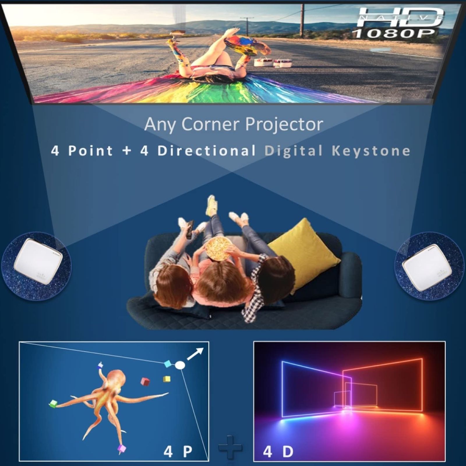 EGate I9 Pro Max Android LED Full HD Projector (4500 Lumens, USB, HDMI, AV, VGA Ports, Bluetooth Support, E05i33, Black)_6