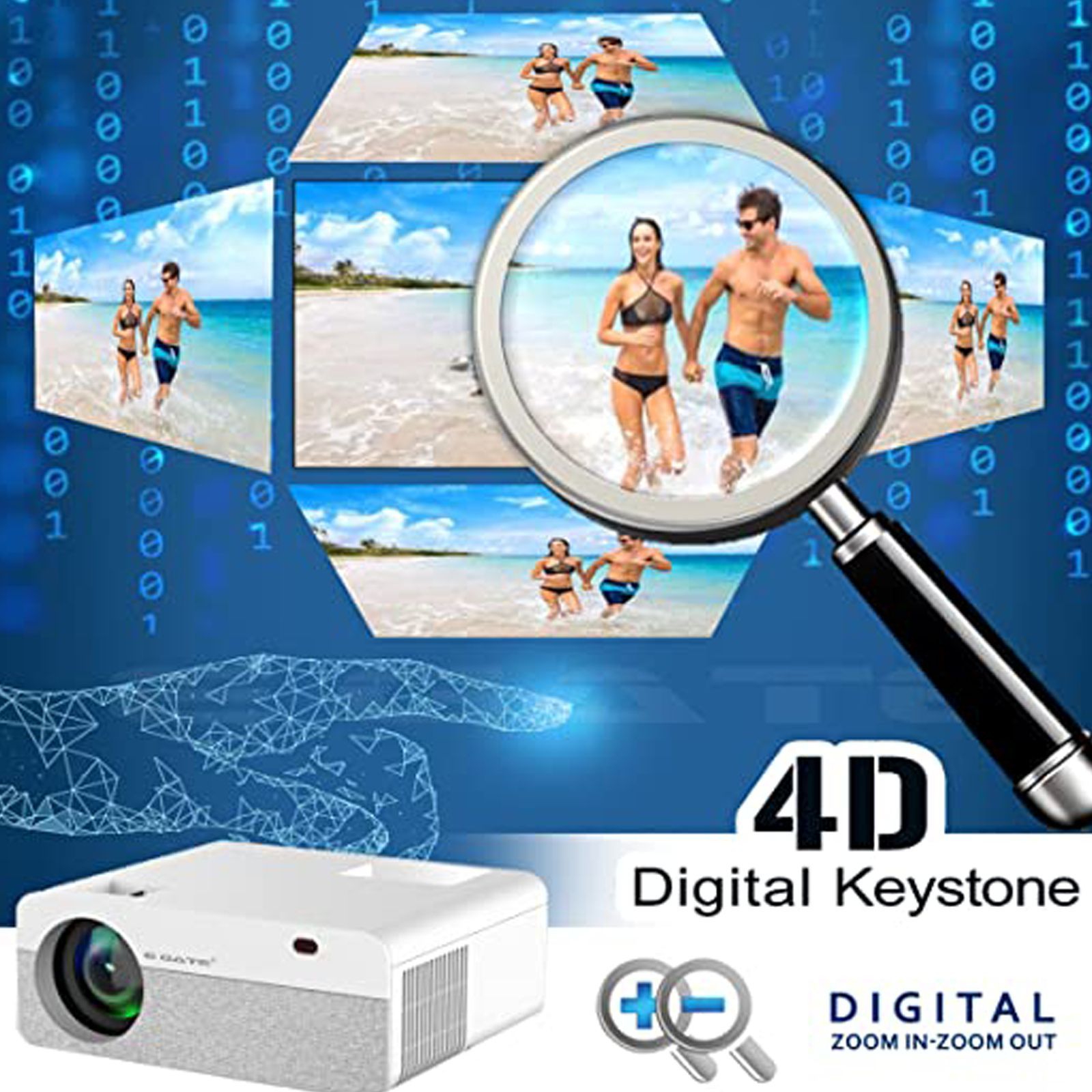 Egate K9 Pro Max Android Full HD LED/LCD Projector (6600 Lumens, USB, HDMI, LAN Port, Stereo Speakers, E08i33, White)_4