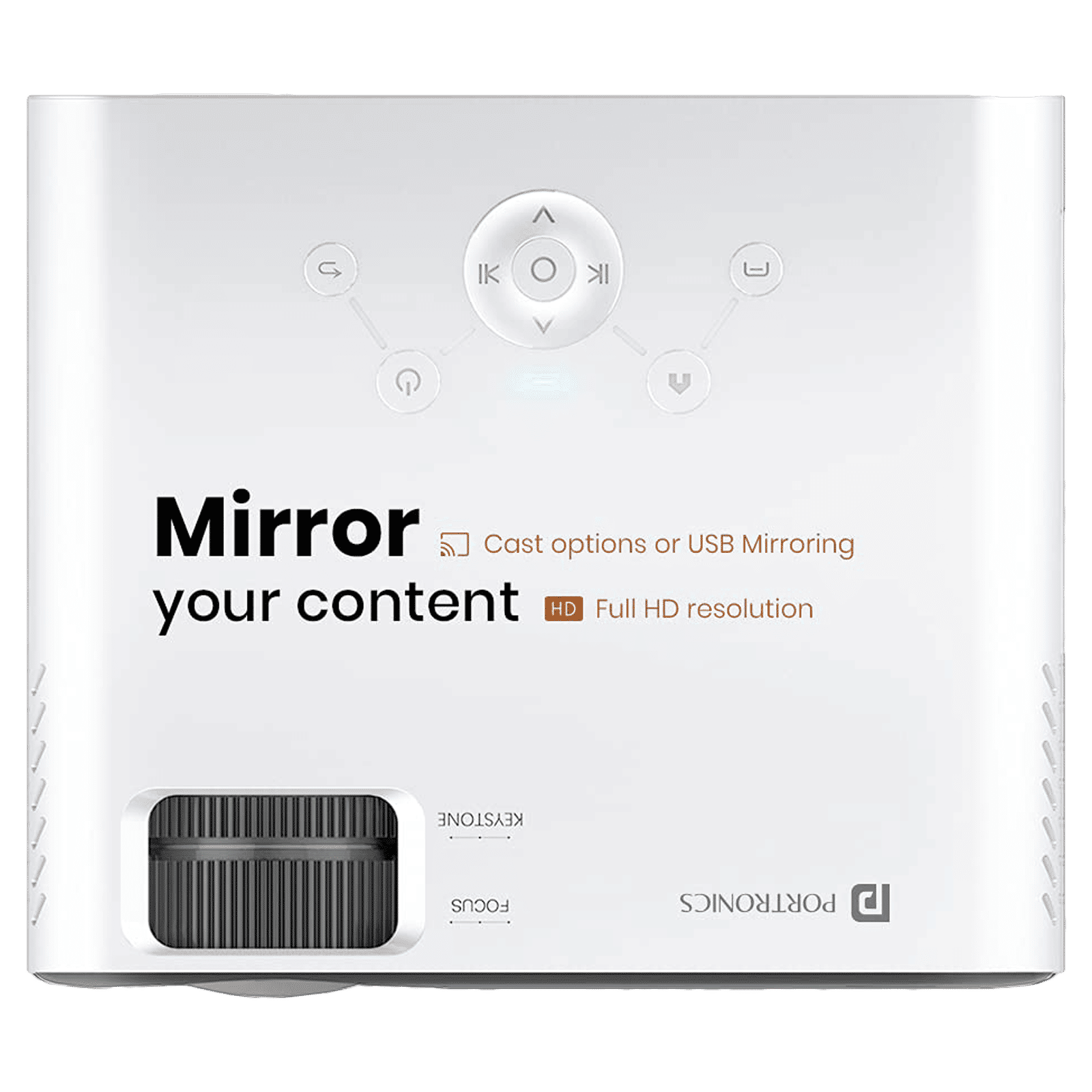 PORTRONICS BEEM 200 Plus Full HD LED Projector (200 Lumens, HDMI, WiFi, USB, VGA, Ultra-Vivid Picture, POR 283, White)_2
