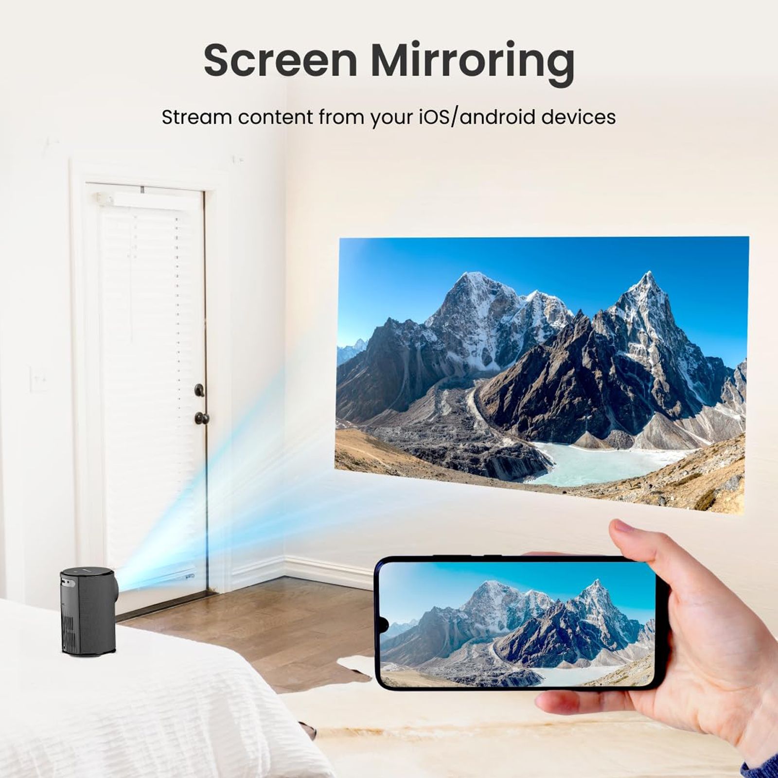 PORTRONICS Beem 400 HD LED Projector (6000 Lumens, HDMI, USB, WiFi, Bluetooth, 4D Keystone Correction, POR 1913, Black)_6