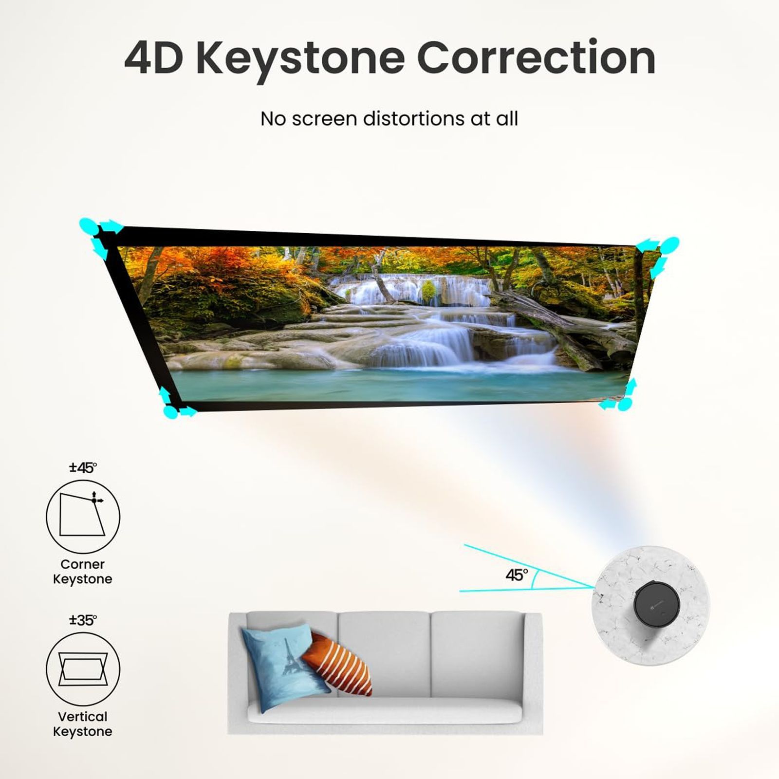 PORTRONICS Beem 400 HD LED Projector (6000 Lumens, HDMI, USB, WiFi, Bluetooth, 4D Keystone Correction, POR 1913, Black)_10